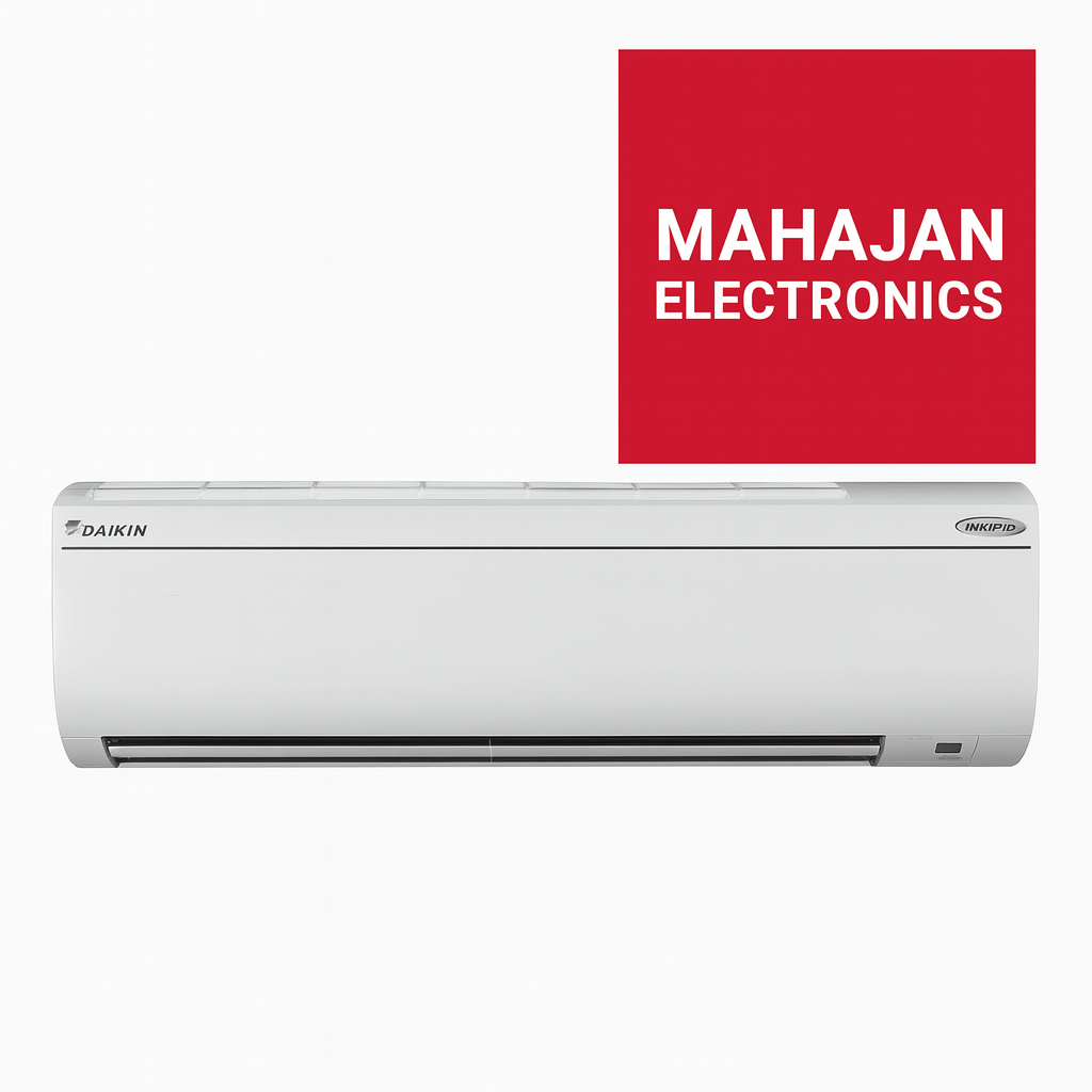 Daikin air conditioner with Mahajan Electronics logo on a white background