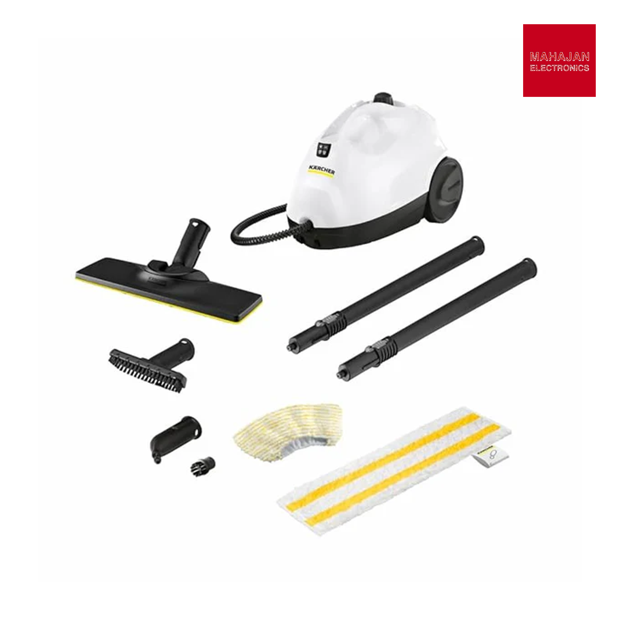 KARCHER SC 2 EasyFix Steam Cleaner, 1500W, 3.2 Bar Pressure, 1200L Steam/L Water, Chemical Free Cleaning, Removes 99.99% Viruses & Bacteria, EasyFix Floor Kit, Ideal for Home Use, German Tech, White-Online Mahajan Electronics