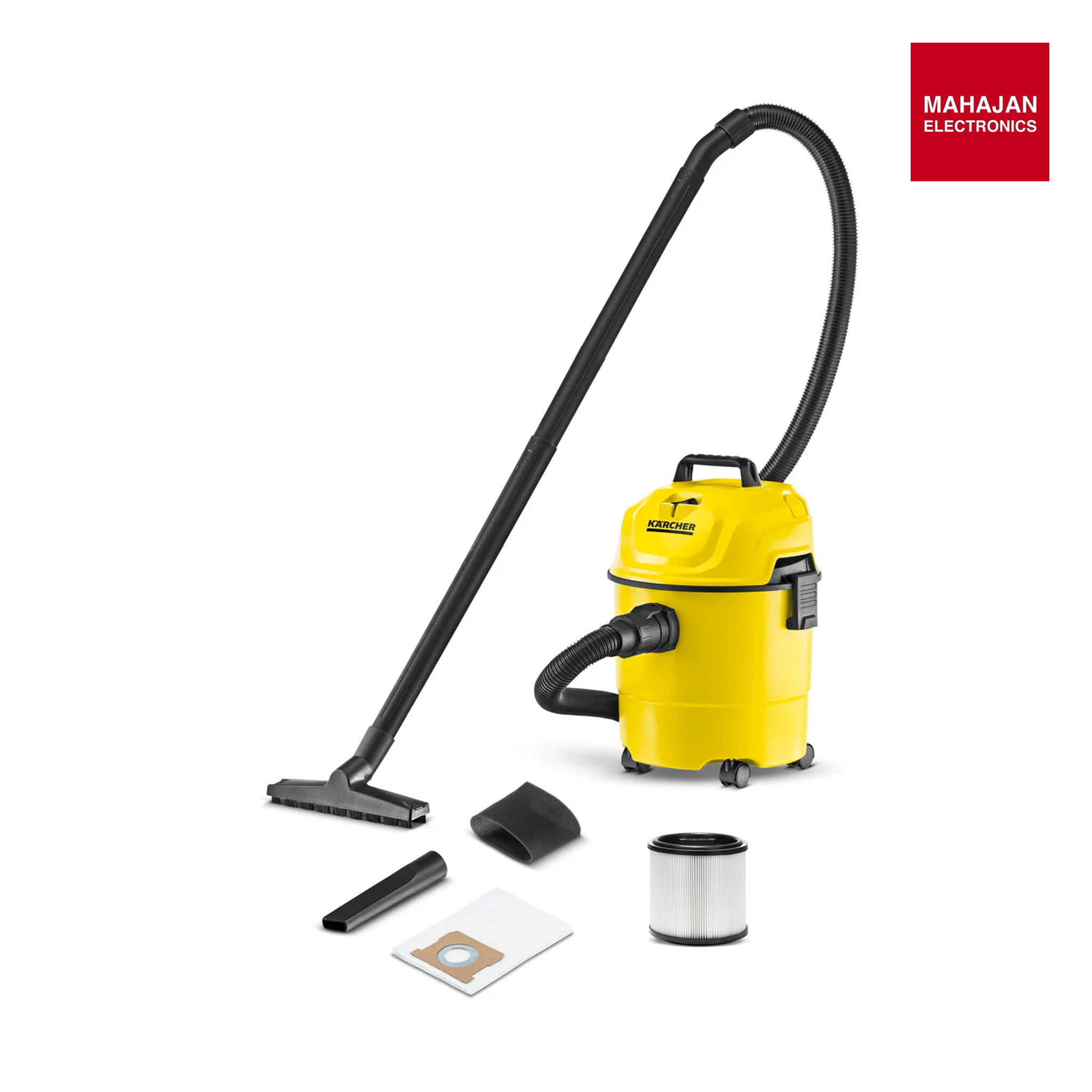 KARCHER WD 1 CLASSIC  Kap-Multi-Purpose Vacuum Cleaner, Yellow,15 Liter, Cartridge-Online Mahajan Electronics