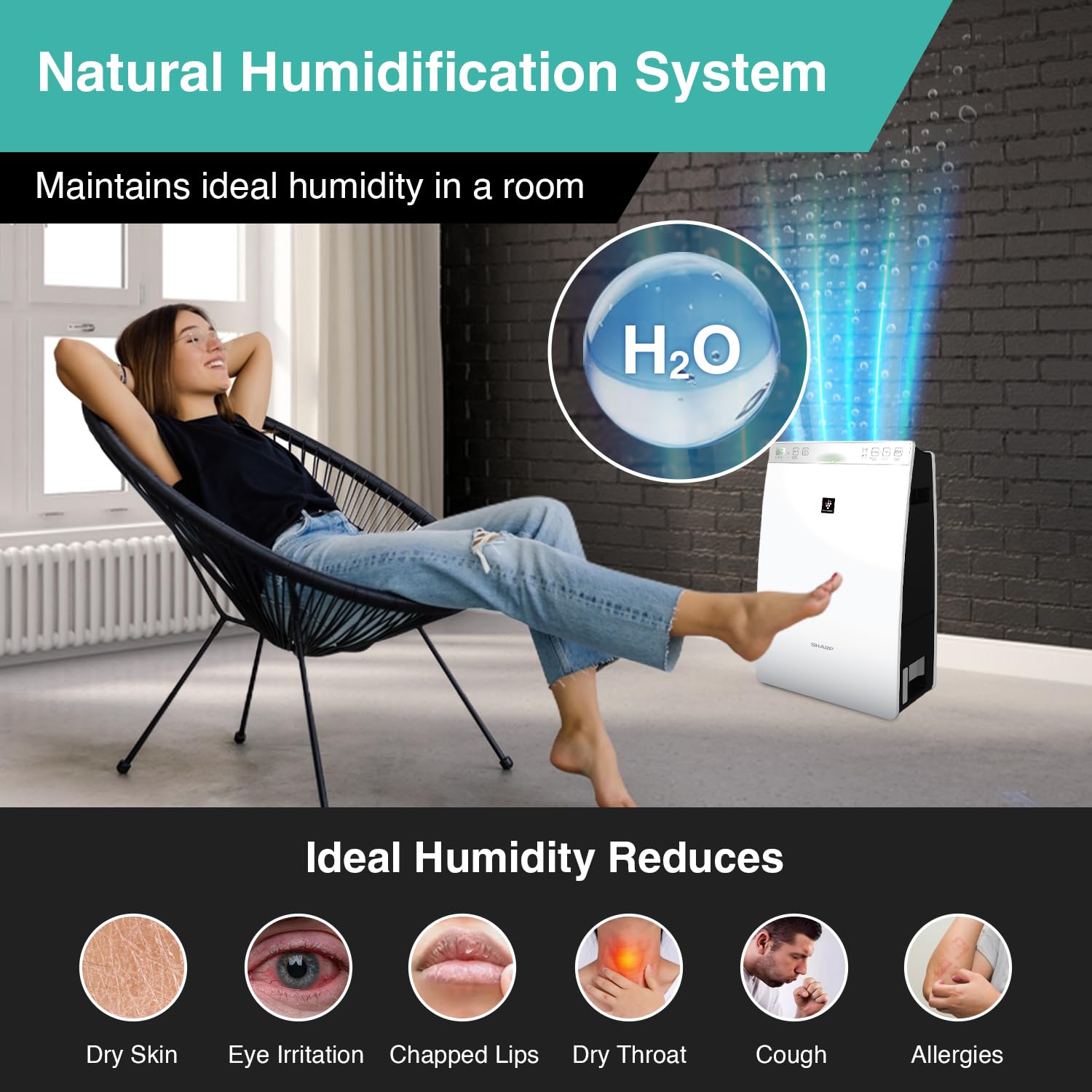 Sharp Plasmacluster Air Purifier with Humidification, for Rooms of up to 226 sq ft ‎KC-F30E-W - Mahajan Electronics Online