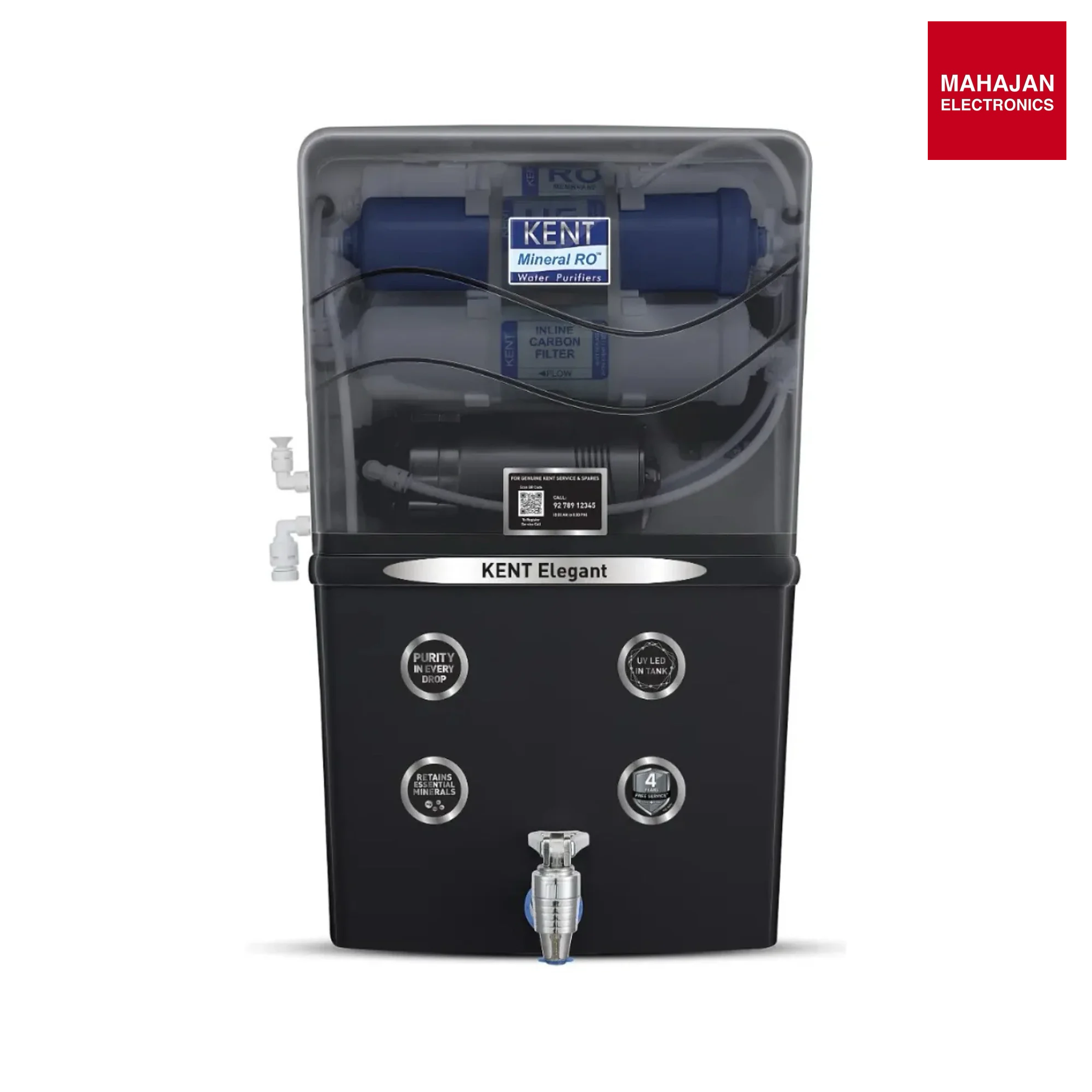 KENT ELEGANT MINERAL RO  8L, RO UV UF TDS Water Puarifier | Black-Online Mahajan Electronics
