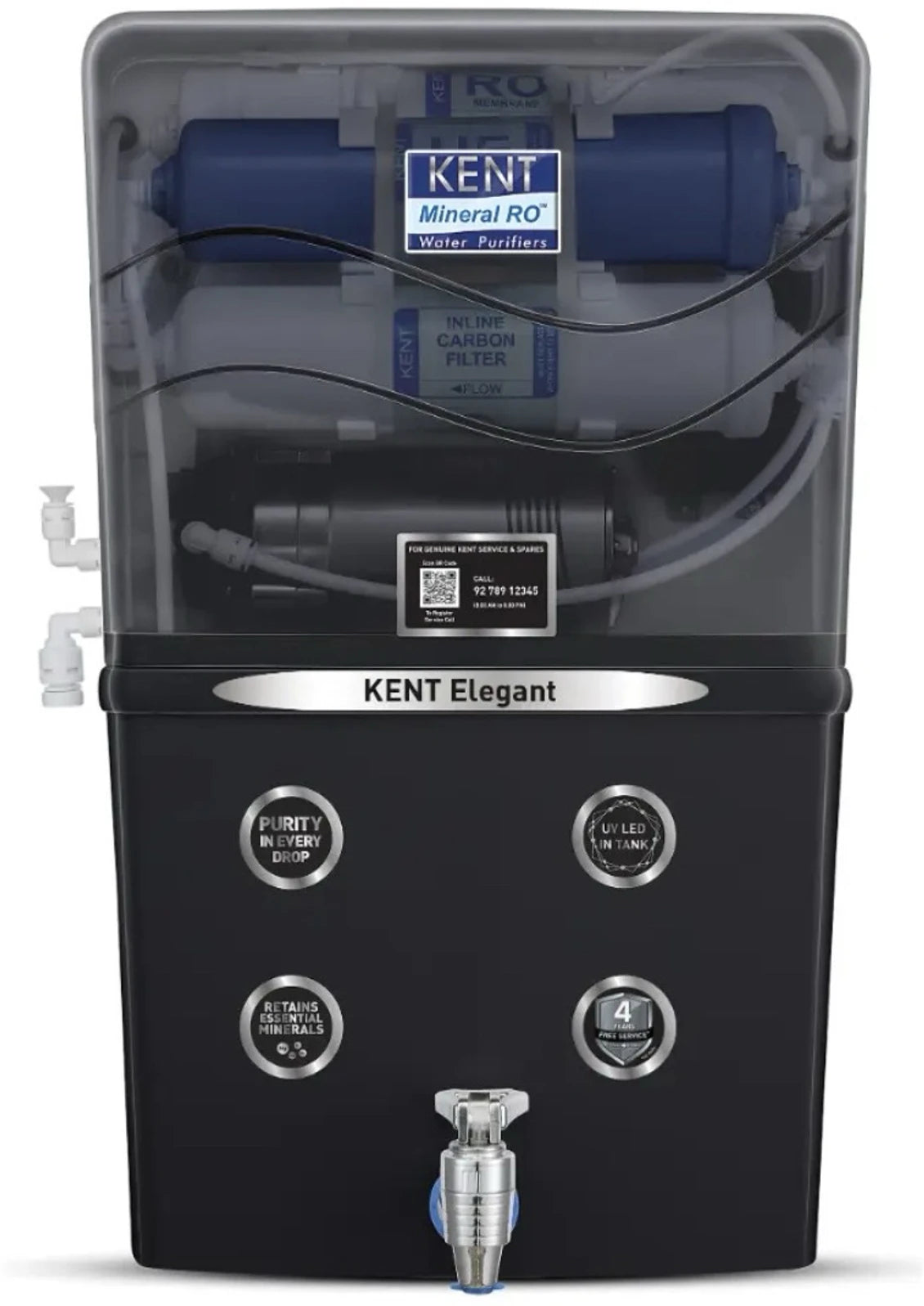 KENT ELEGANT MINERAL RO  8L, RO UV UF TDS Water Puarifier | Black-Online Mahajan Electronics