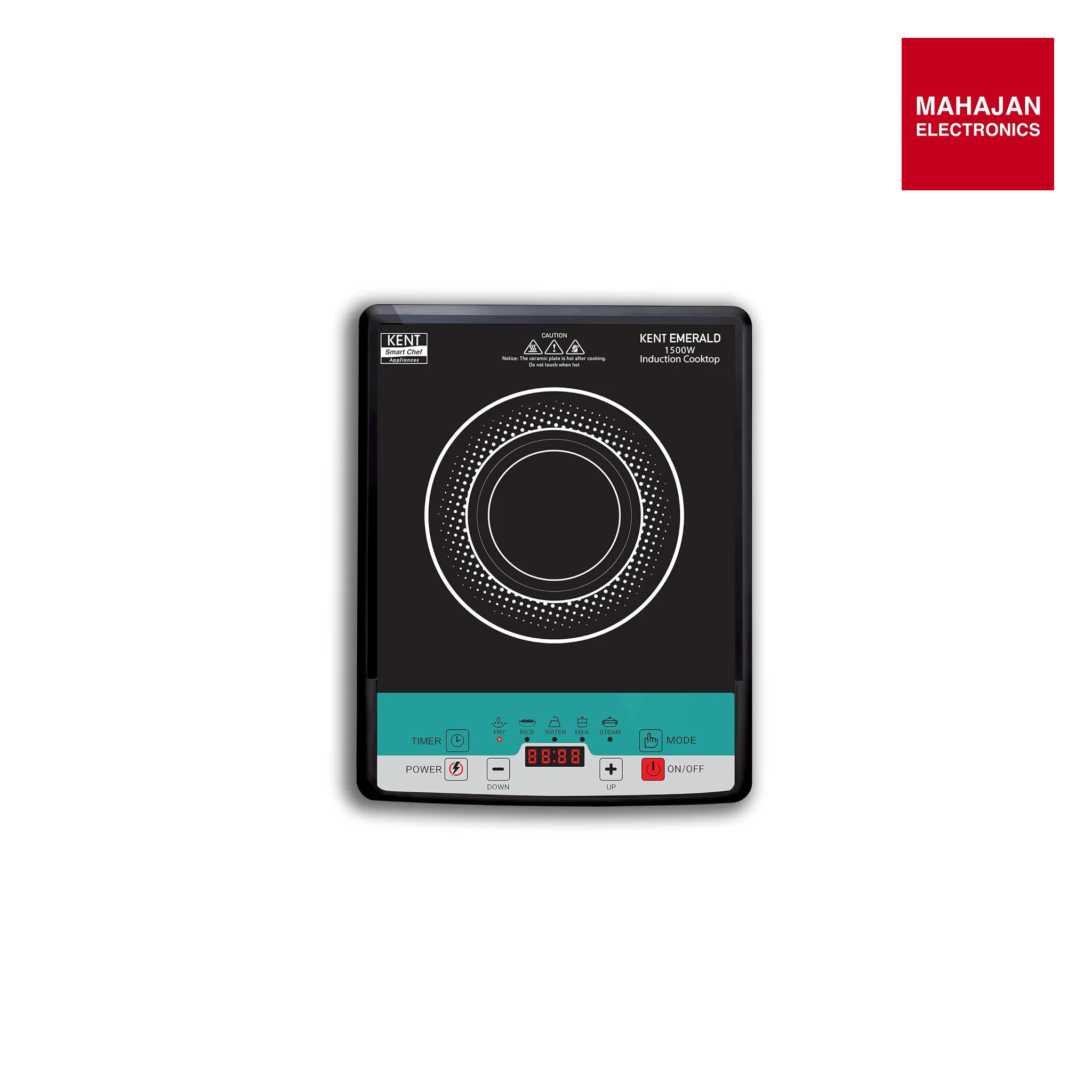 KENT Emerald Induction Cooktop 1500W|Faster Cooking With 5 Preset Options|Full Microcrystalline Glass|Adjustable Temperature Function|Overheat Protection|Safe Cooking And Easy Cleaning,Black Mahajan Electronics Online