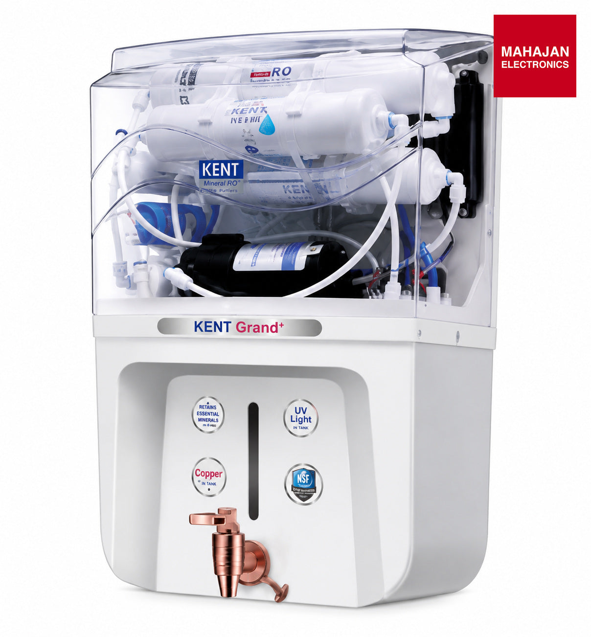 KENT Grand Plus Alkaline + Copper RO Water Purifier, RO+UV+UF, 9 L - Mahajan Electronics Online