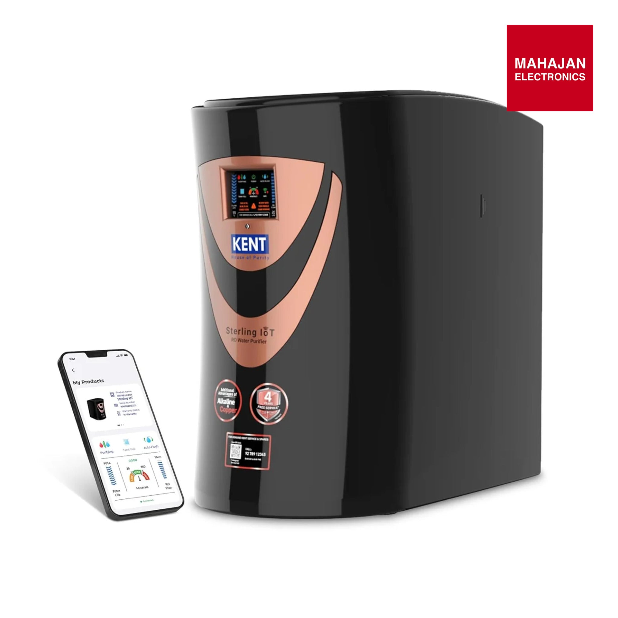 KENT Sterling IoT Under the Counter RO Water Purifier| RO+UV+UF+Alkaline+Copper+TDS Control | IoT Enabled | Fully Automatic On&OFF Operation | 6L |20 LP/Hr|Ideal For Borewell/Tanker/Municipal Water Mahajan Electronics Online