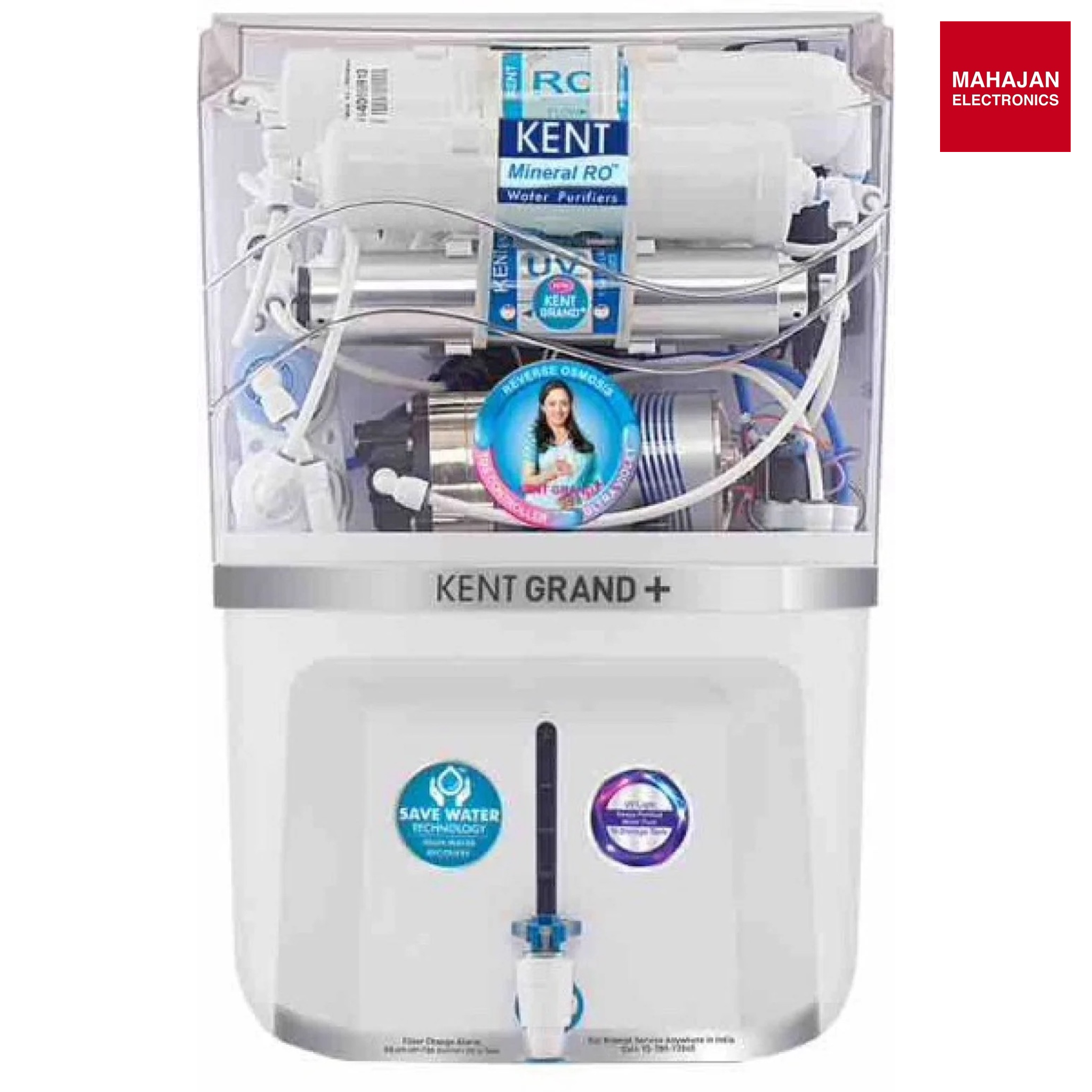 Kent GRAND PLUS MINERAL RO (11075) WITH IN TANK UV 9 L RO + UV + UF + TDS Water Purifier  (White) - Mahajan Electronics Online