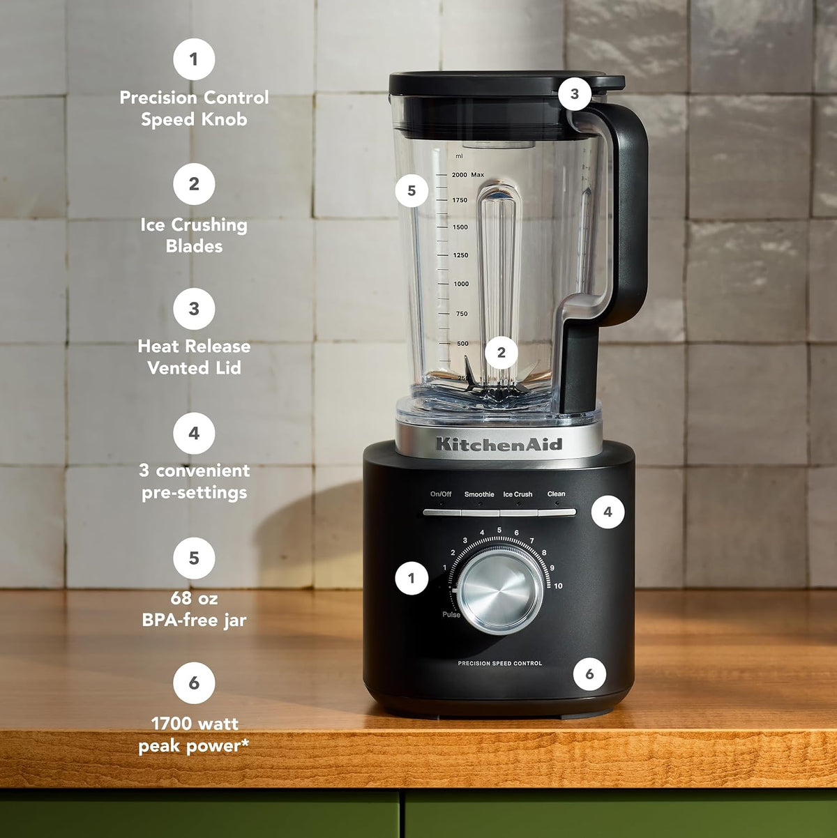 KitchenAid 5KSB2072DBM Pure Power Blender 2L with 10 Speeds, Smoothie, Ice Crush & Clean Cycle, BPA-Free Jar (Black Matte) – Mahajan Electronics Online.