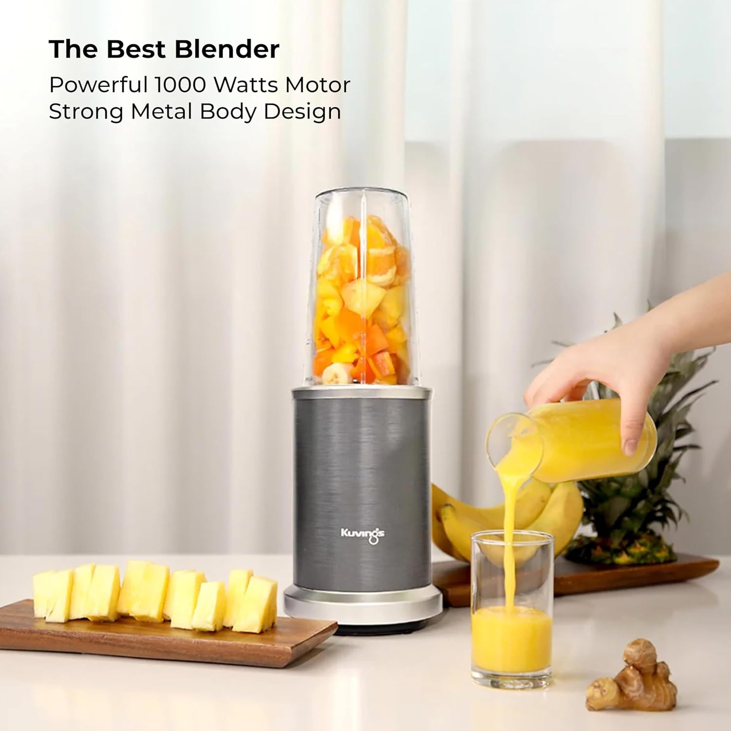 Kuvings Nutri Blender Pro Gunmetal Grey| 1000W Powerful Motor | 7-Year Warranty | Wet &amp; Dry Blades | Stainless Steel Body- Mahajan Electronics