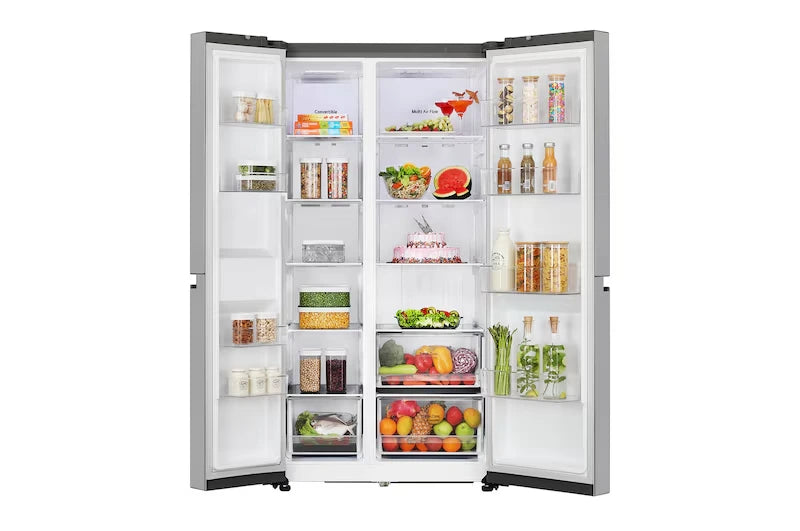 LG GL-B257JPZ3 650L Side-by-Side Refrigerator | Convertible | Smart Inverter Compressor | Multi-Air Flow | Shiny Steel | 3 Star-Online Mahajan Electronics
