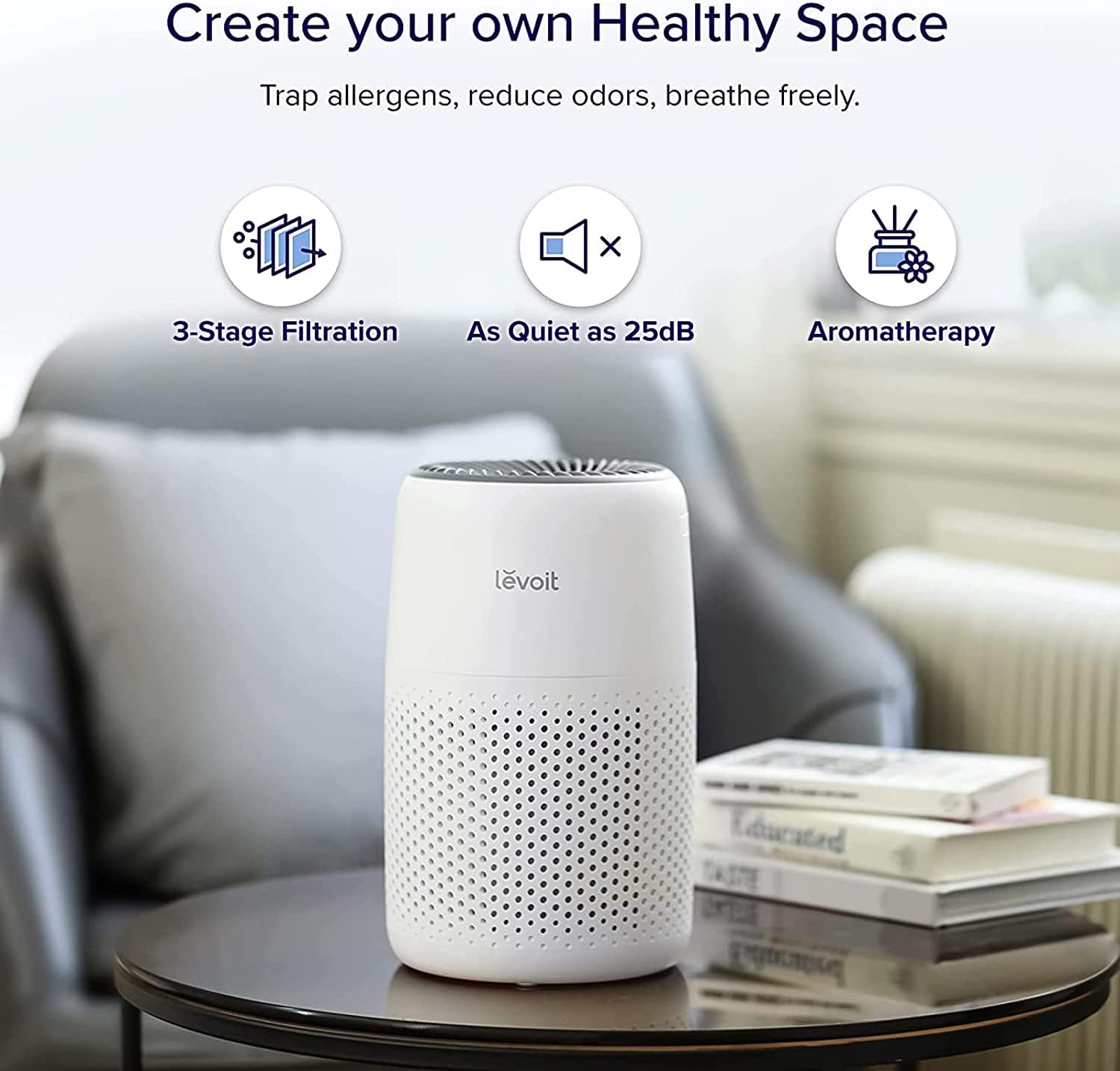 LEVOIT Core Mini Air Purifier For Coverage Area 183 Sq Ft, H13 Truehepa Filter, Remove 99.97% Dust, Smoke, & Pollen, With Fragrance Sponge, (2 Years Warranty), White MAHAJAN ELECTRONICS ONLINE