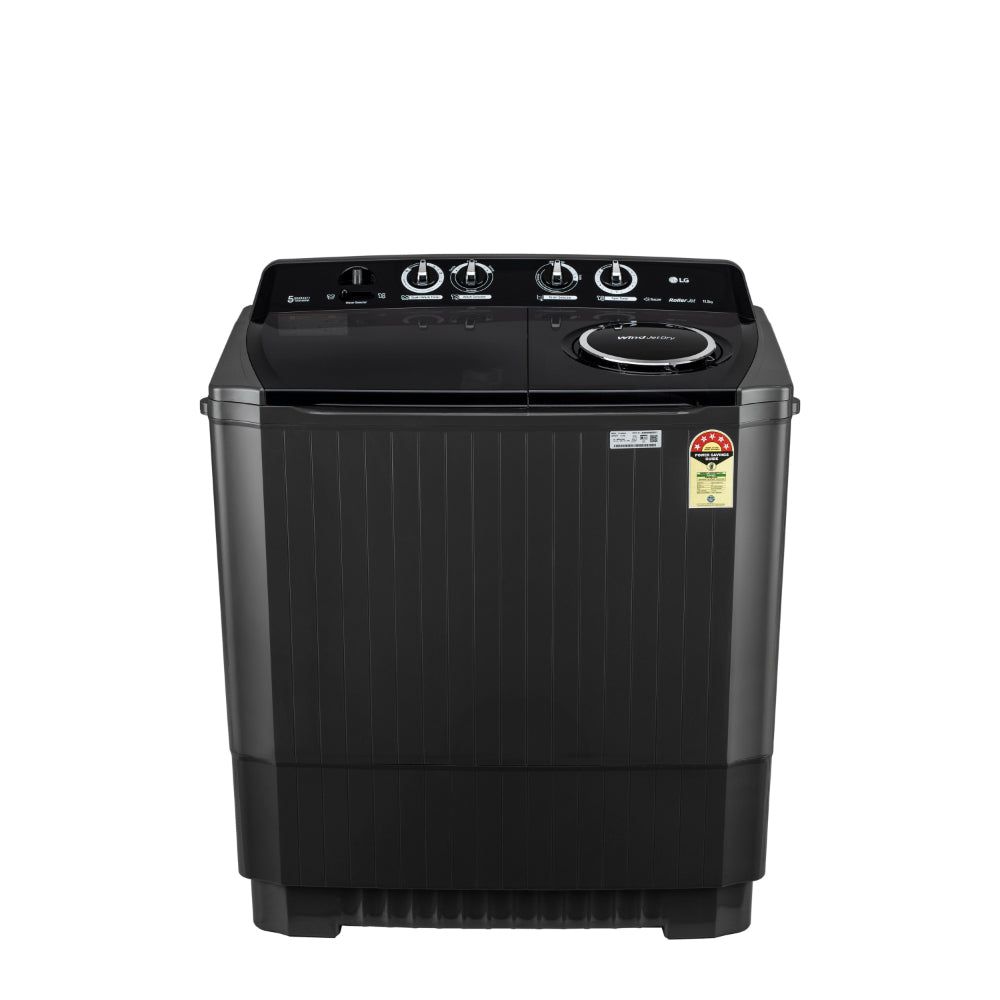 LG P115ASLAZ 11.5 kg Semi Automatic Top Load Washing Machine, Roller Jet Pulsator + Soak, Black Mahajan Electronics Online