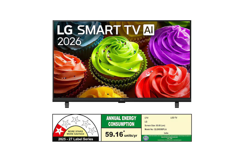 LG 32LB659BPLA 81.28 cm (32) LG SMART TV AI 32LB659BPLA HD with α5 Processor Gen9, with HDR10 Pro 2026-Online Mahajan Electronics