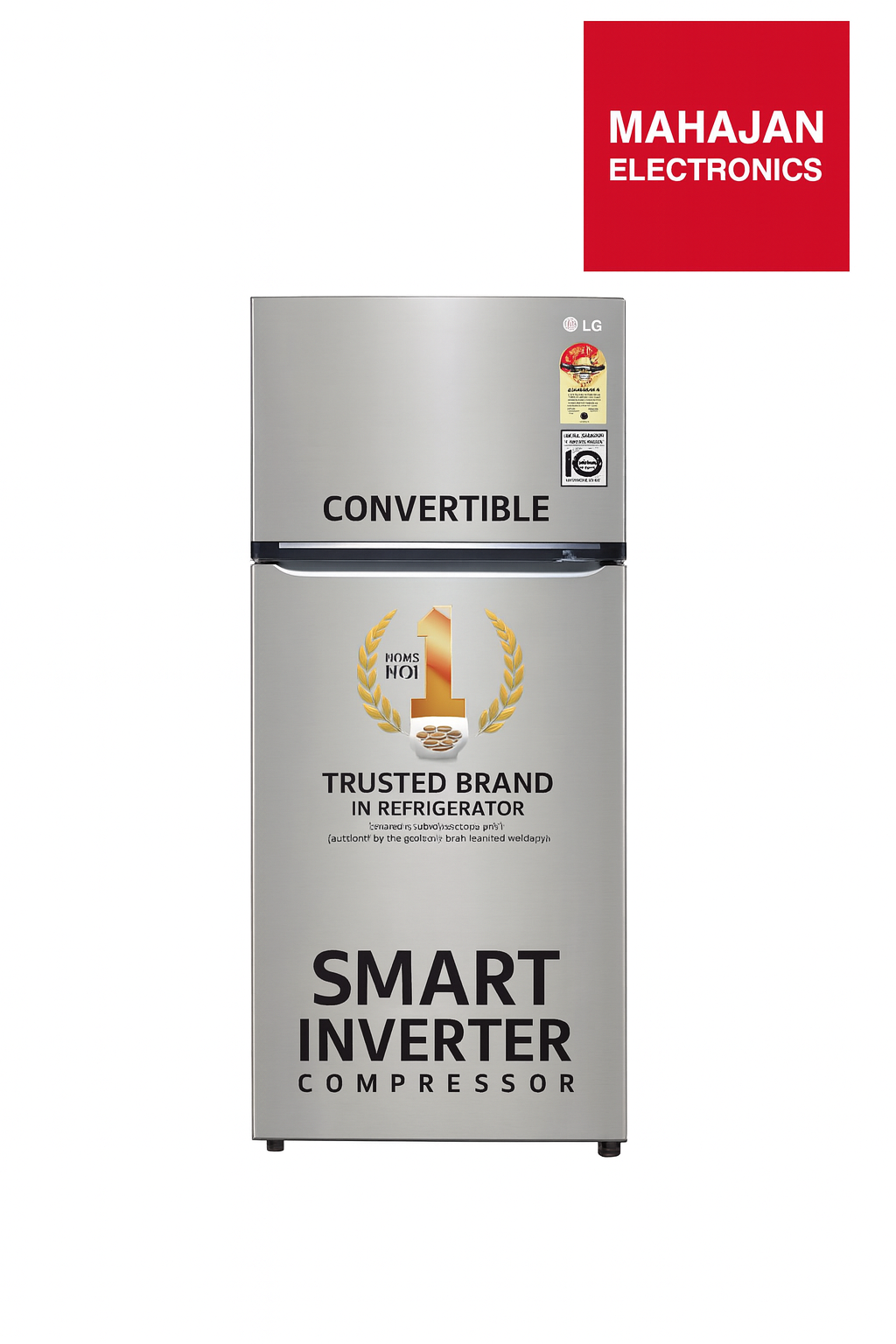 LG 408 Litres 2 Star Frost-Free Convertible Double Door Refrigerator with Smart Inverter Compressor – Shiny Steel (GL-S412SPZY)