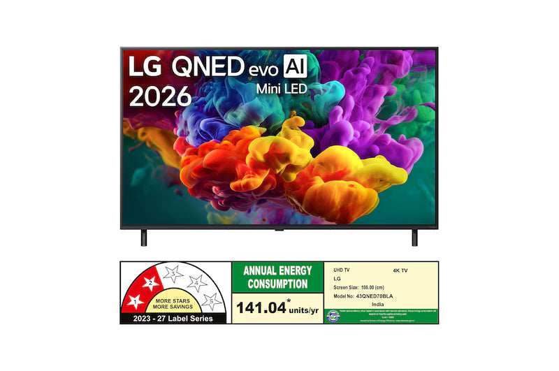 LG 43QNED70BLA 43-Inch QNED AI QNED70 Mini LED 4K Smart TV – 2026 Model-Online Mahajan Electronics