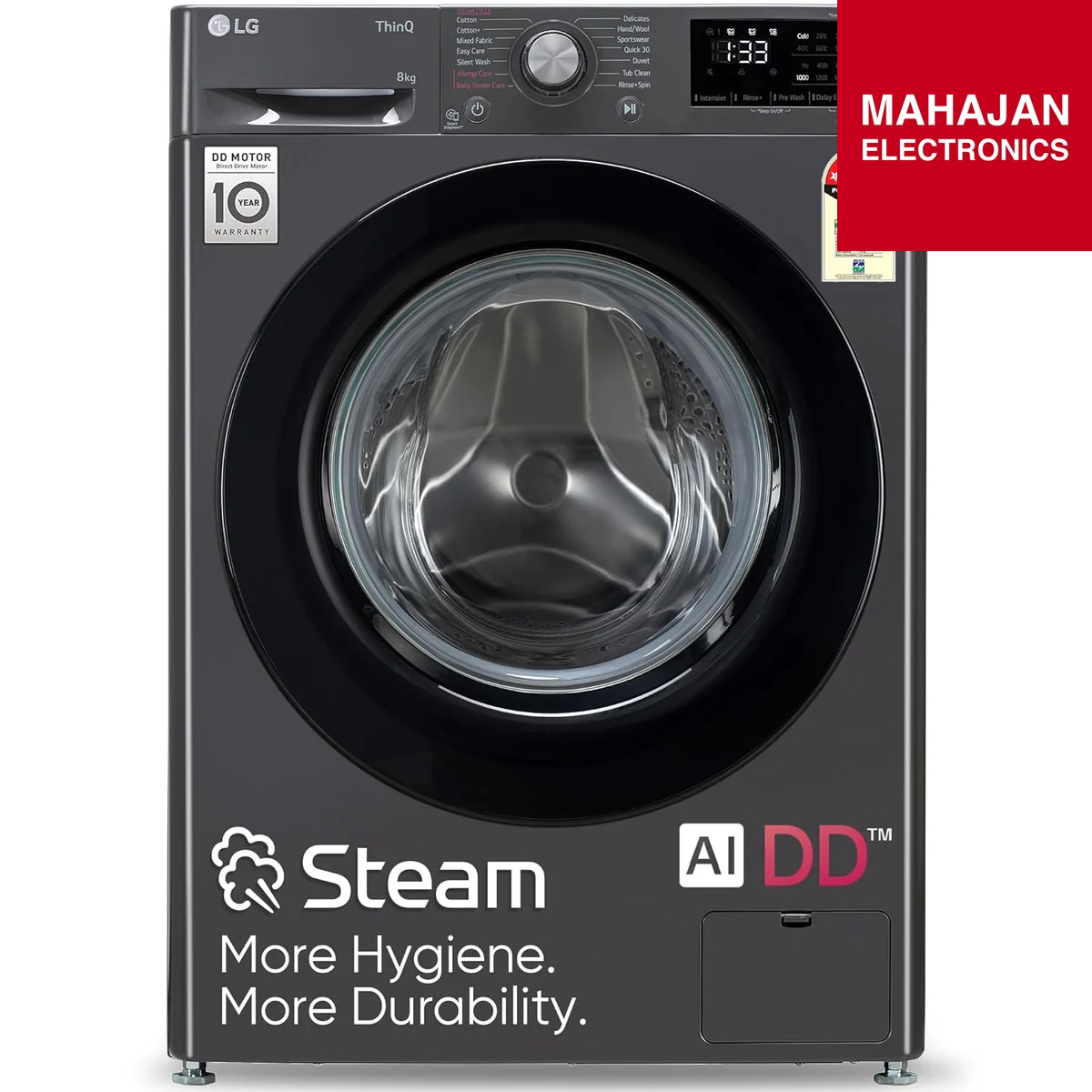 LG FHP1208Z3M 8 Kg 5 Star AI Direct Drive Front Load Washing Machine with Steam &amp; 6 Motion DD | Mahajan Electronics Delhi NCR