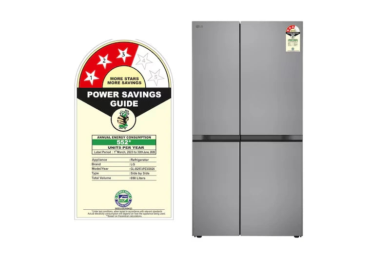 LG GL-B257JPZ3 650L Side-by-Side Refrigerator | Convertible | Smart Inverter Compressor | Multi-Air Flow | Shiny Steel | 3 Star-Online Mahajan Electronics