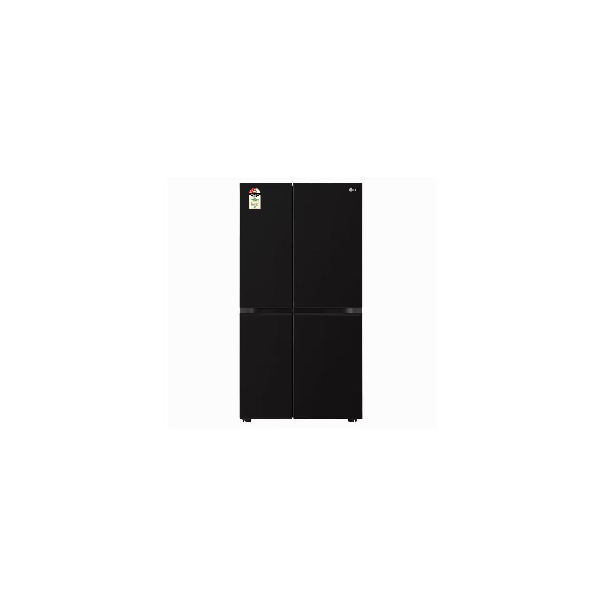 Black refrigerator on a white background