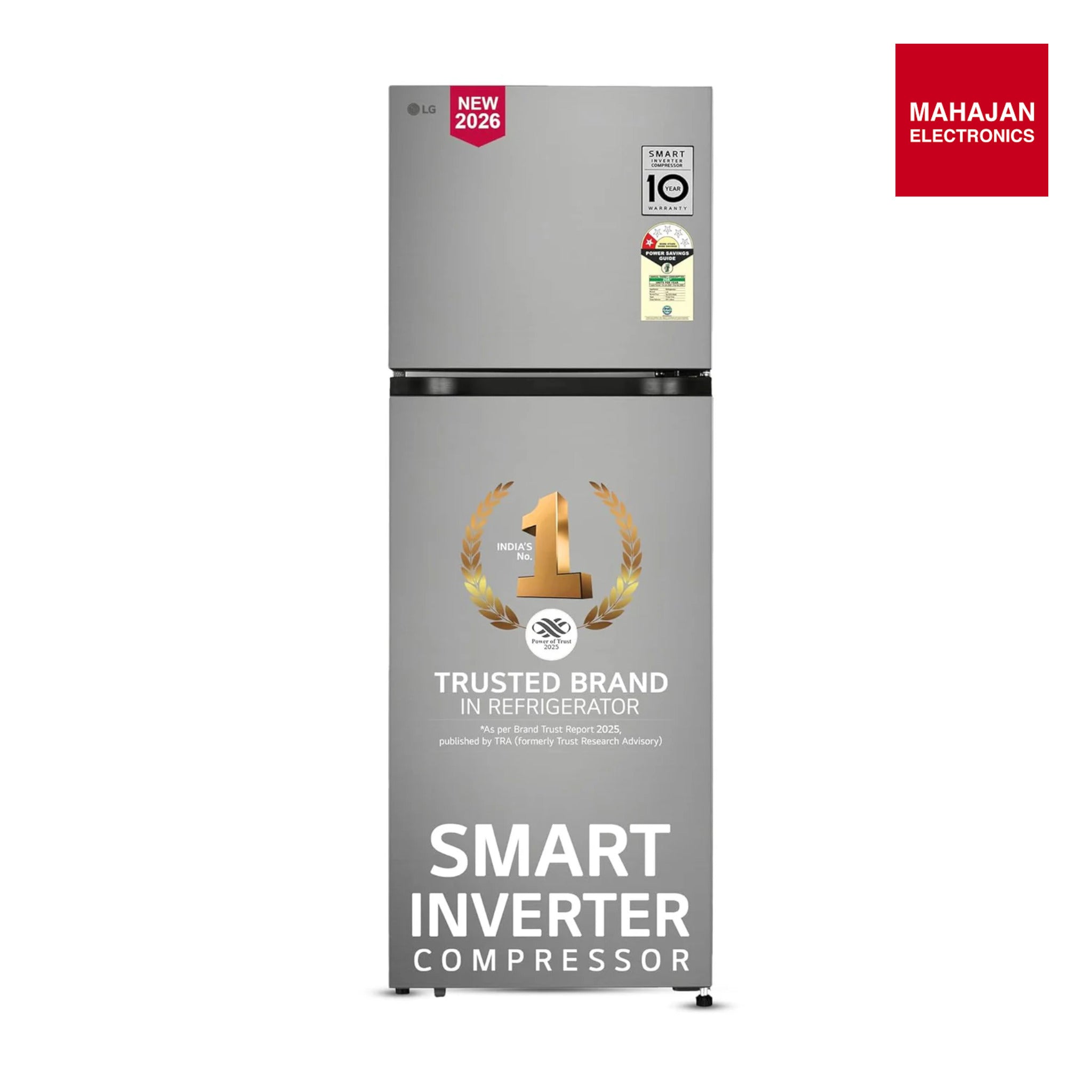 LG GLT2516WWPZ, 251 L, 1 Star, Frost-Free Smart Inverter Double Door Refrigerator with Smart Mode ( Shiny Steel, Multi Air Flow Cooling with Max Fresh Zone, 2026 Model)-Online Mahajan Electronics