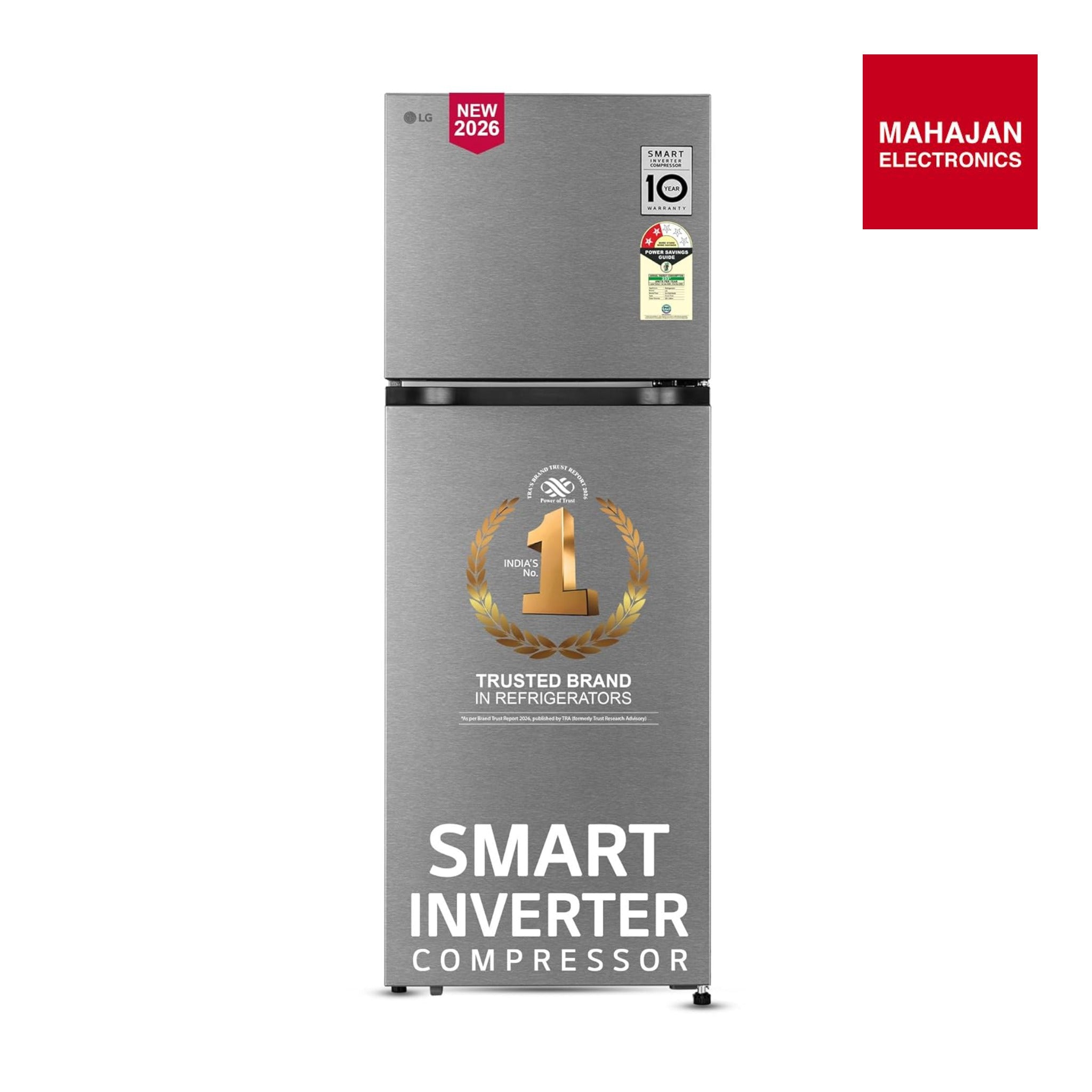 LG GLT2526XWDS 251 L, 2 Star, Frost-Free Smart Inverter Double Door Convertible Refrigerator ( Dazzle Steel, Multi Air Flow Cooling, Smart & Dairy Mode, Convertible Space for More Storage, 2026 Model-Online Mahajan Electronics