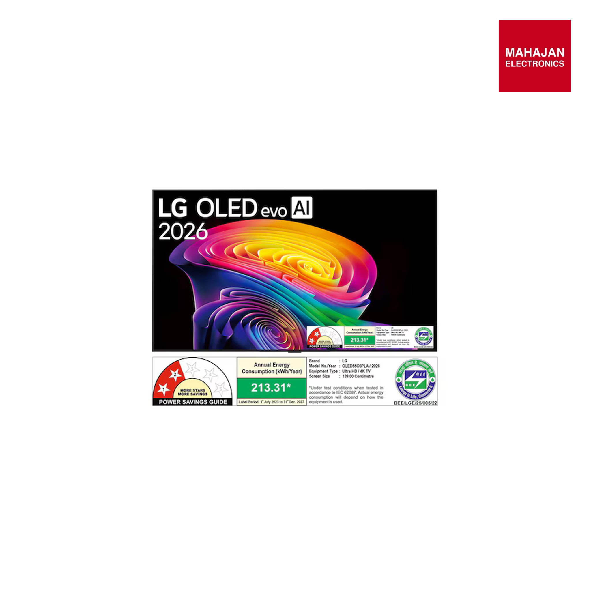 LG OLED55C6PLA 55 Inch OLED evo AI 4K Smart TV  with α11 AI Processor Gen3, with Dolby Vision & Atmos 2026-Online Mahajan Electronics