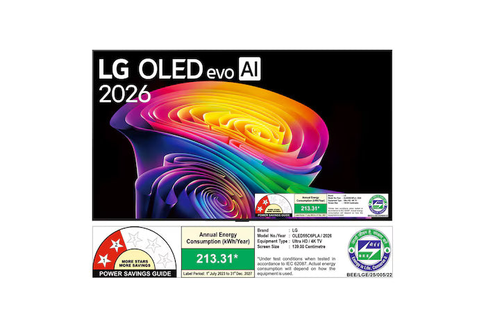 LG OLED55C6PLA 55 Inch OLED evo AI 4K Smart TV  with α11 AI Processor Gen3, with Dolby Vision & Atmos 2026-Online Mahajan Electronics