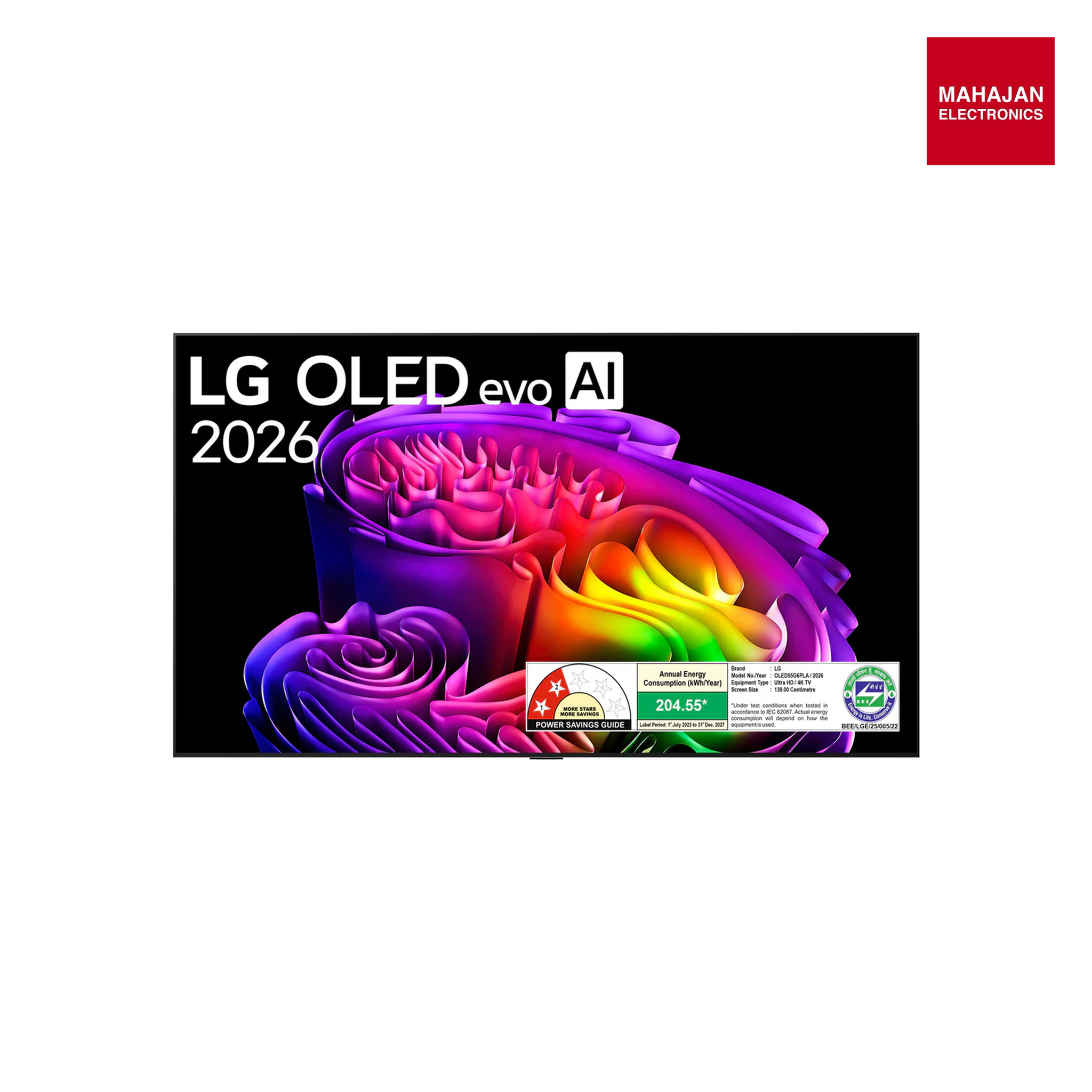 LG OLED55G6PLA  139 cm (55) OLED evo AI G6 4K Smart TV with α11 AI Processor Gen3, with Dolby Vision & Atmos 2026 Mahajan Electronics Online