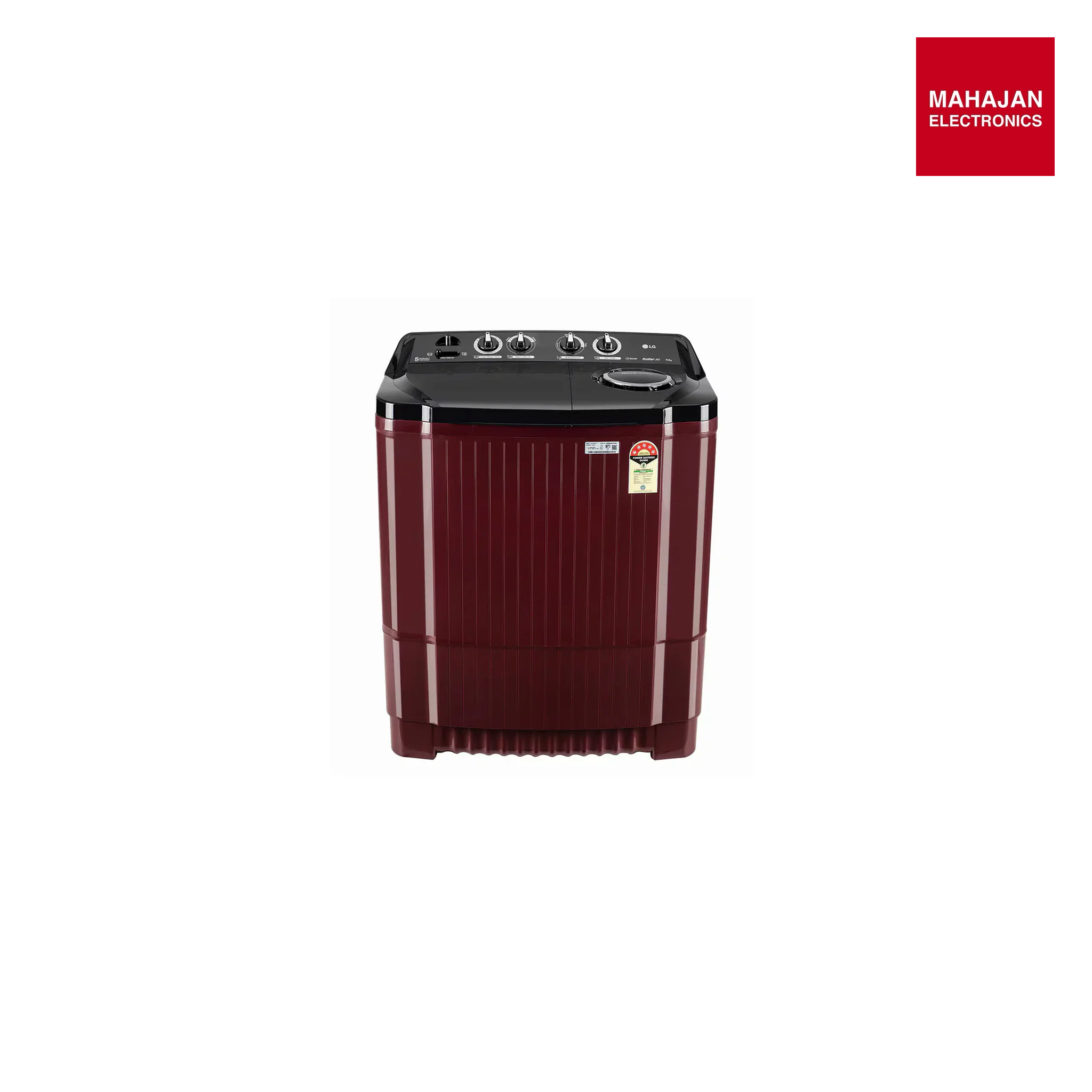 LG P115ASDAZ 11.5Kg Semi Automatic Top Load Washing Machine, Roller Jet Pulsator + Soak, Burgundy Mahajan Electronics Online