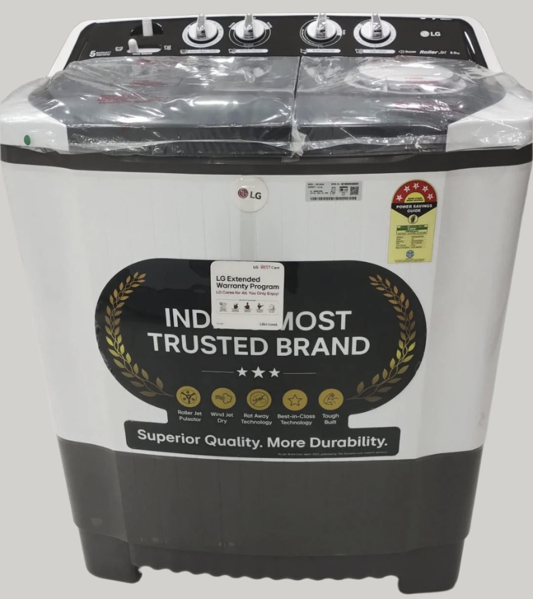 LG P8015SGAZ 8 Kg Semi Automatic Top Load Washing Machine (White, Grey) – Wind Jet Dry, 5-Star Energy Rating, Durable Plastic Body | Buy Online at Mahajan Electronics