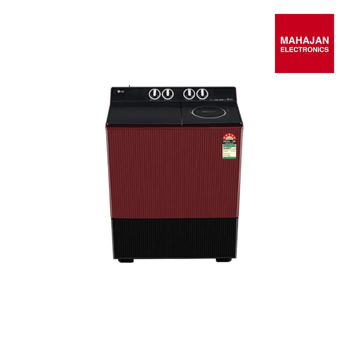 LG PX100B3SD2Z 10 KG Semi-Automatic Washing Machine, Roller Jet Pulsator+, Wind Jet Dry+ Technology, Dual Spin Shower, Burgundy, 5 Star-Online Mahajan Electronics