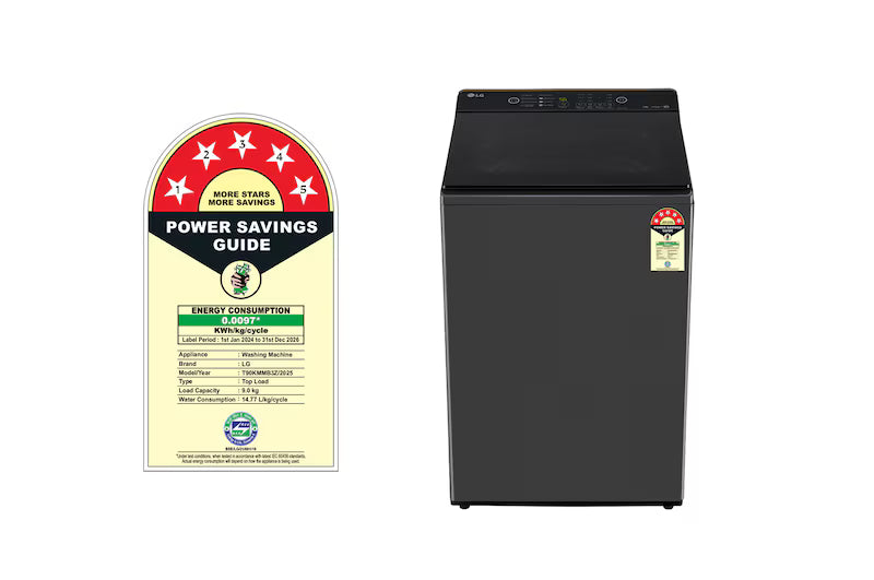 LG T90KMMB3Z 9Kg Top Load Washing Machine, Hard Water Wash, Middle Black, 5 Star-Online Mahajan Electronics