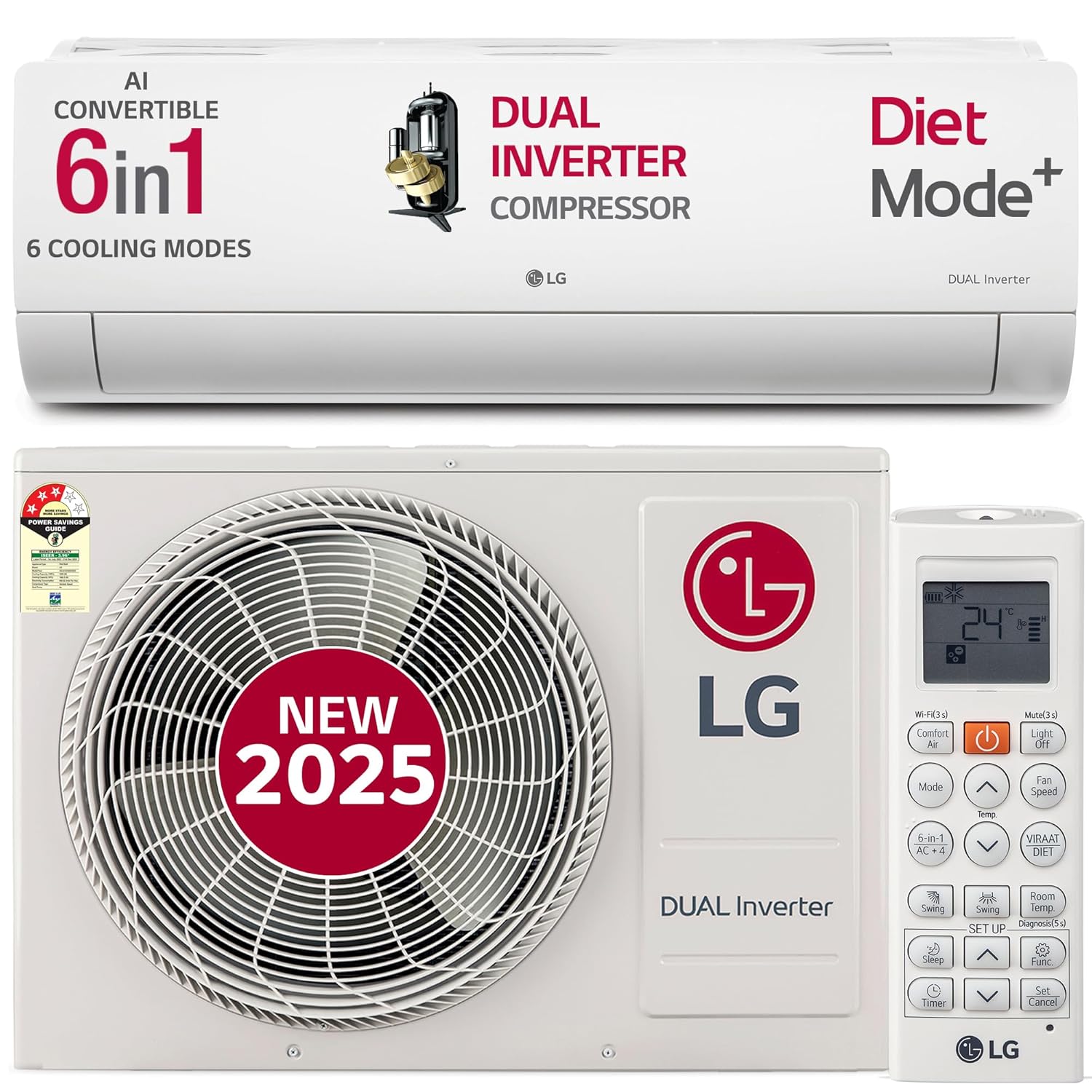 LG US-Q12CNXE 1 Ton 3 Star DUAL Inverter Split AC (Copper, AI Convertible 6-in-1 Cooling, Faster Cooling & Energy Saving Mahajan Eelctronics Online