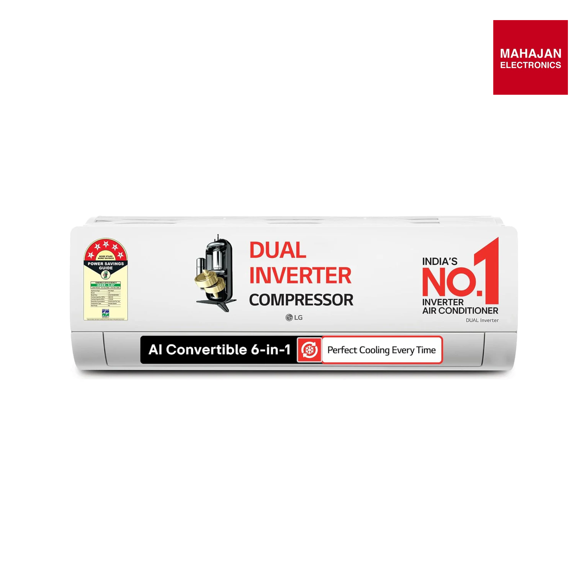 LG US-Q14ENZE 1 Ton 5 Star Dual Inverter Split AC (Copper, AI Convertible 6-in-1 Cooling, Faster Cooling & Energy Saving, 4 Way Air Swing, HD Filter with Anti-Virus Protection, Viraat Mode,  White) Mahajan Electronics Online