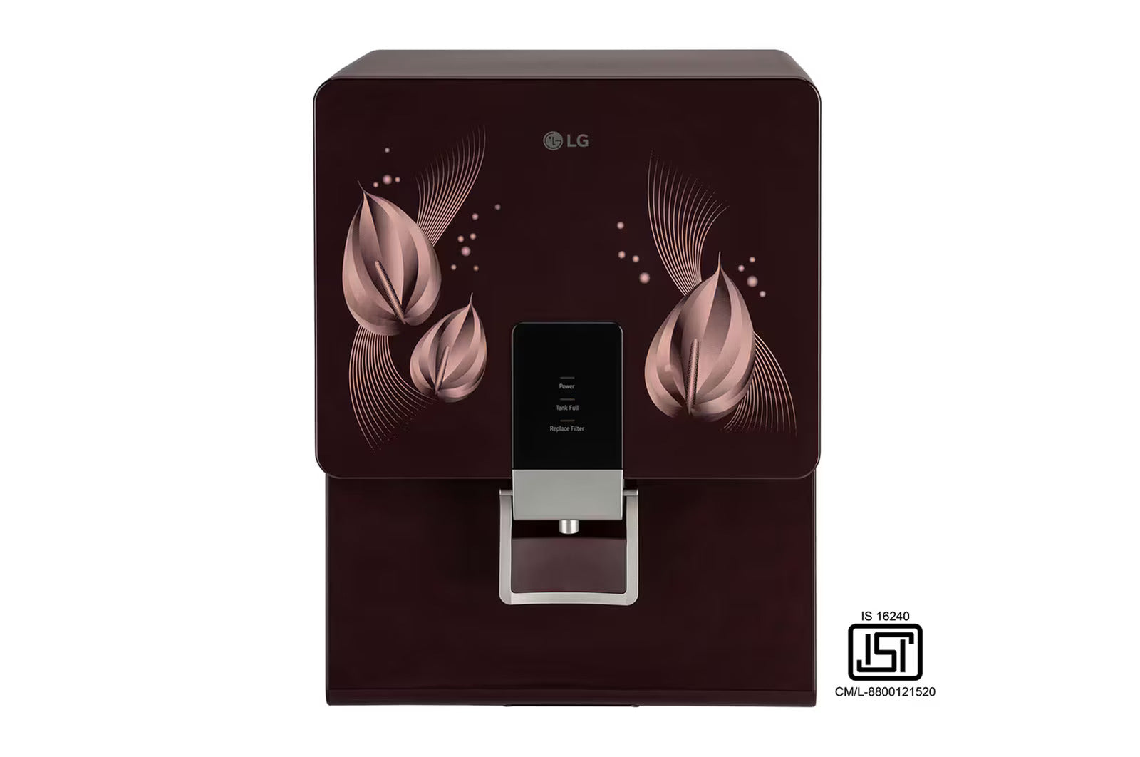 LG WW146RPLC 8L RO + Mineral Booster Water Purifier with Stainless Steel Tank, Digital Sterilizing Care, Wall Mount | Crimson Red