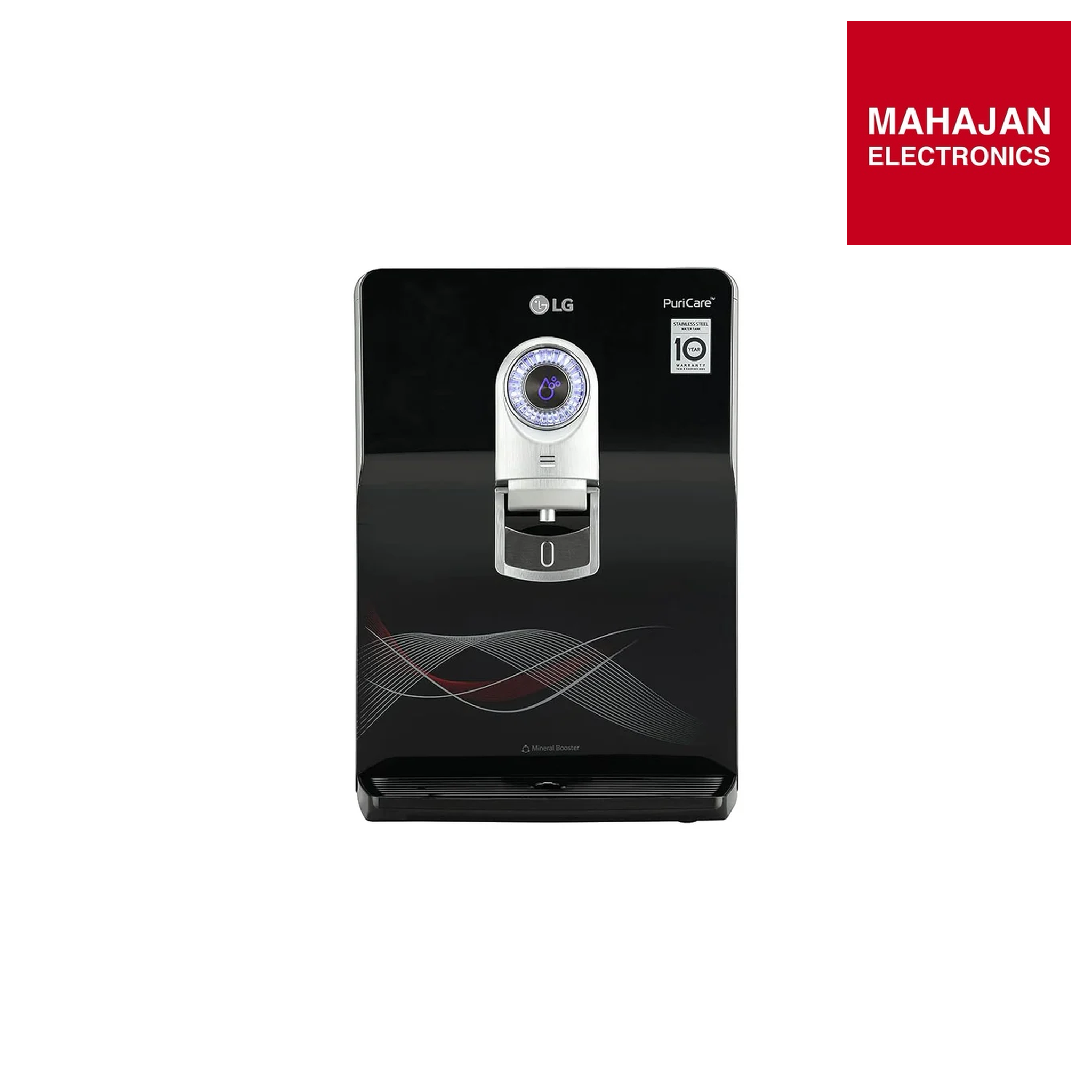LG WW184EPB 8L RO+UV+UF+Mineral Booster Water Purifier with Stainless Steel Tank, Smart Display, Wall Mount & Countertop Installation (Black)