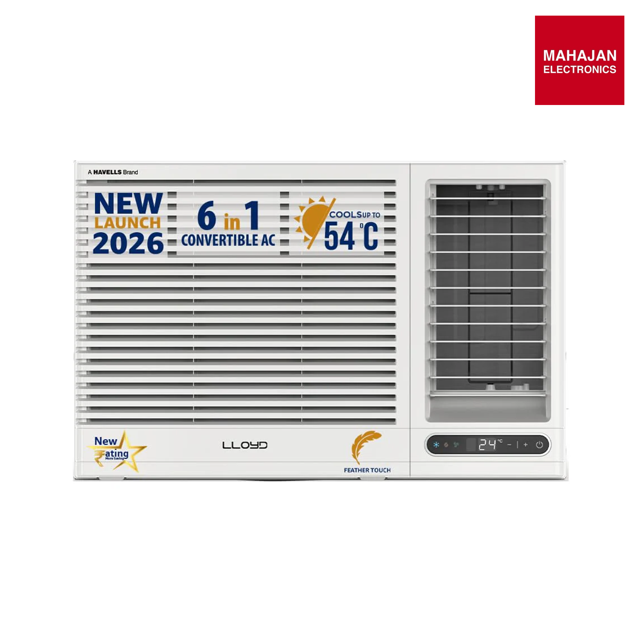 Lloyd GLW18I5AGSPR (2026) 1.5 Ton 5 Star Fixed Speed Window AC (Copper, White with Silver Deco Strip-Online Mahajan Electronics