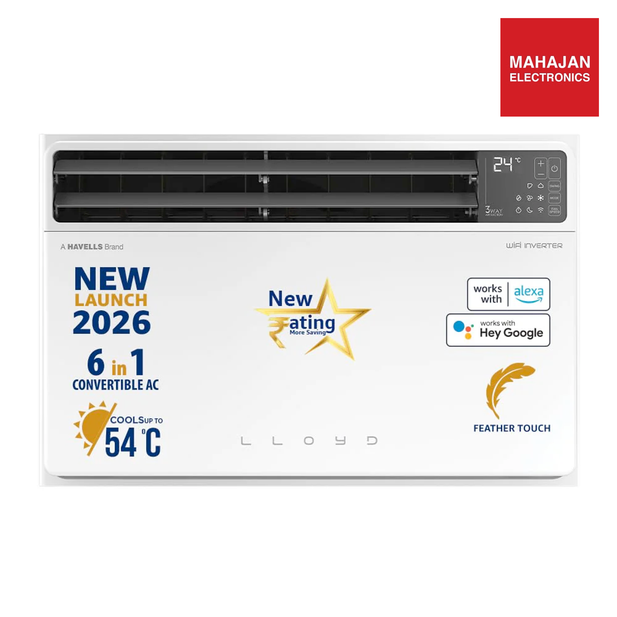 Lloyd GLW18V5AGTPR (2026 MODEL) 1.5 Ton 5 Star Inverter Window AC (Copper, Convertible 6-in-1 cooling, 4 Way Air Swing, Clean Air Filter, White-Online Mahajan Electronics