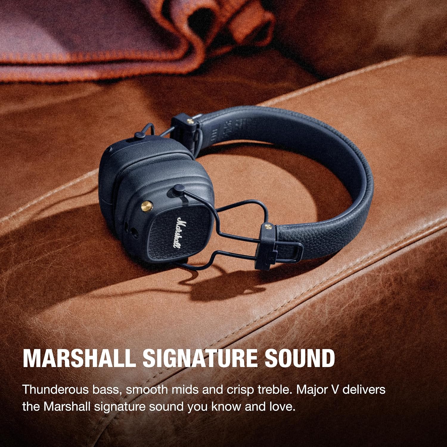 Marshall Major V Wireless On-Ear Headphones (Blue) | 100 + Hours Playtime | Wireless Charging | Bluetooth LE Audio-Online Mahajan Electronics