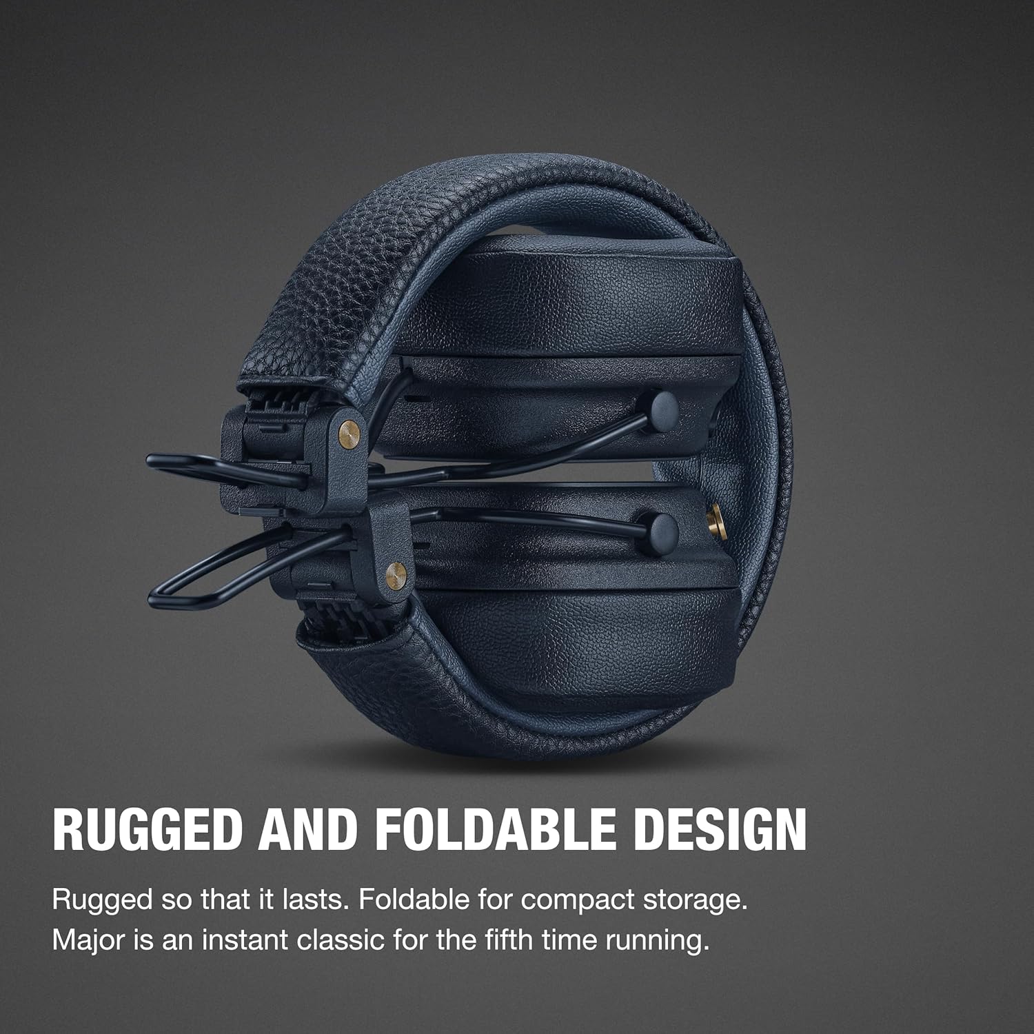 Marshall Major V Wireless On-Ear Headphones (Blue) | 100 + Hours Playtime | Wireless Charging | Bluetooth LE Audio-Online Mahajan Electronics