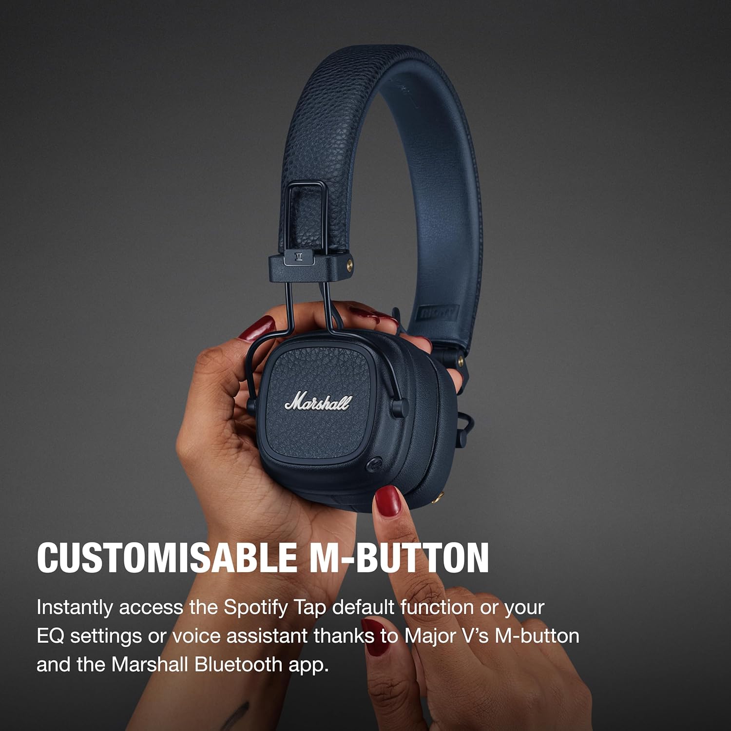 Marshall Major V Wireless On-Ear Headphones (Blue) | 100 + Hours Playtime | Wireless Charging | Bluetooth LE Audio-Online Mahajan Electronics