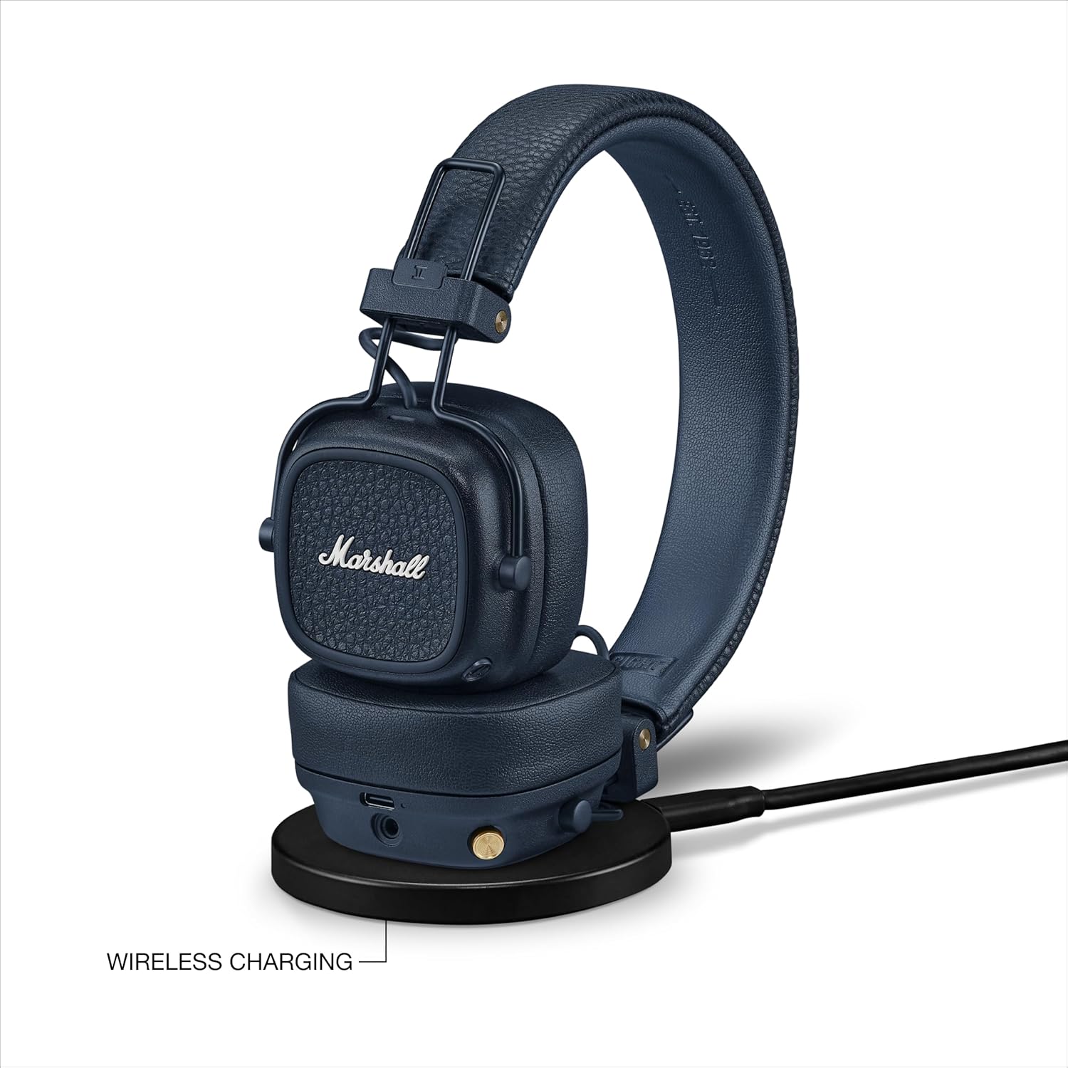 Marshall Major V Wireless On-Ear Headphones (Blue) | 100 + Hours Playtime | Wireless Charging | Bluetooth LE Audio-Online Mahajan Electronics