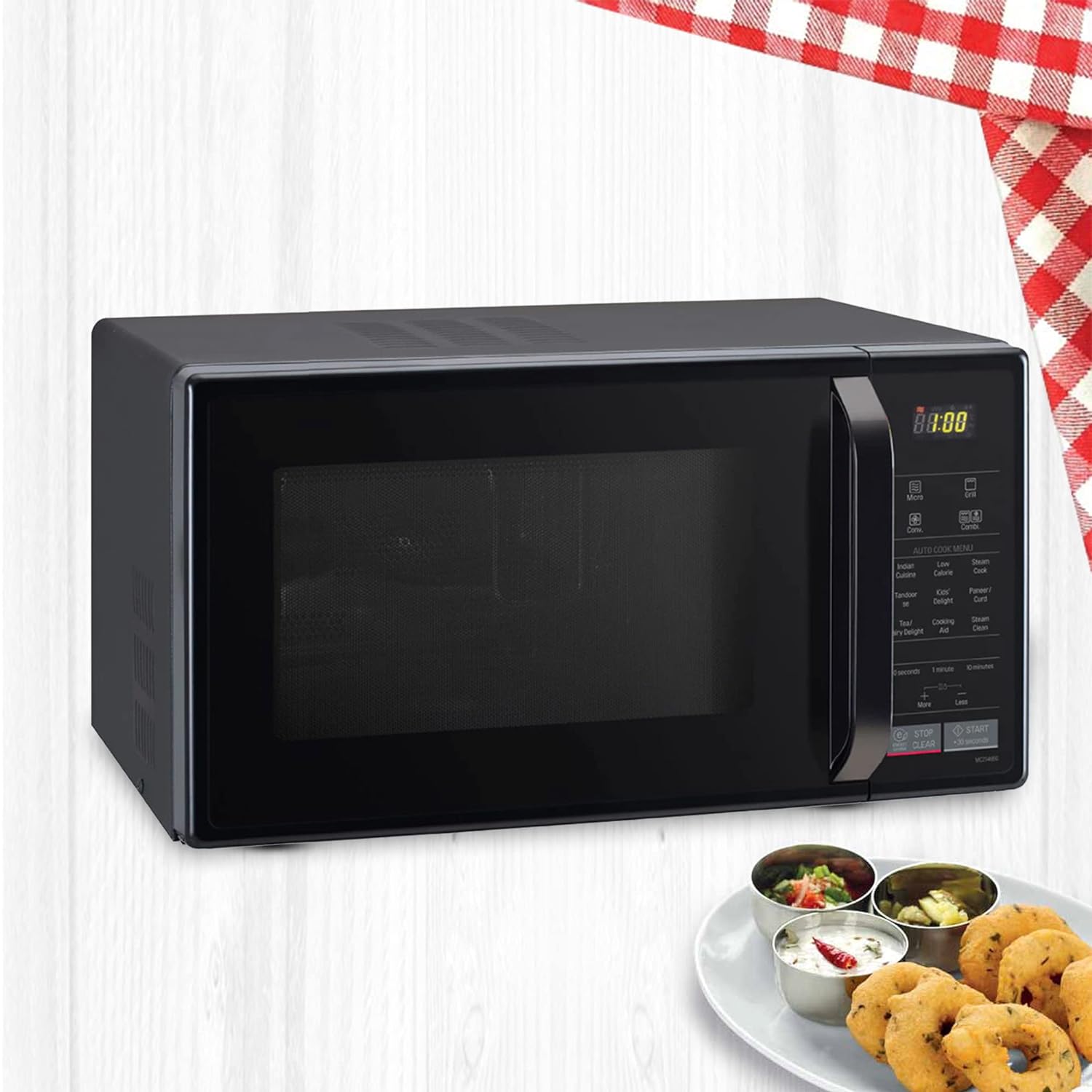 LG 21 L Convection Microwave Oven (MC2146BG, Glossy Black) - Mahajan Electronics Online