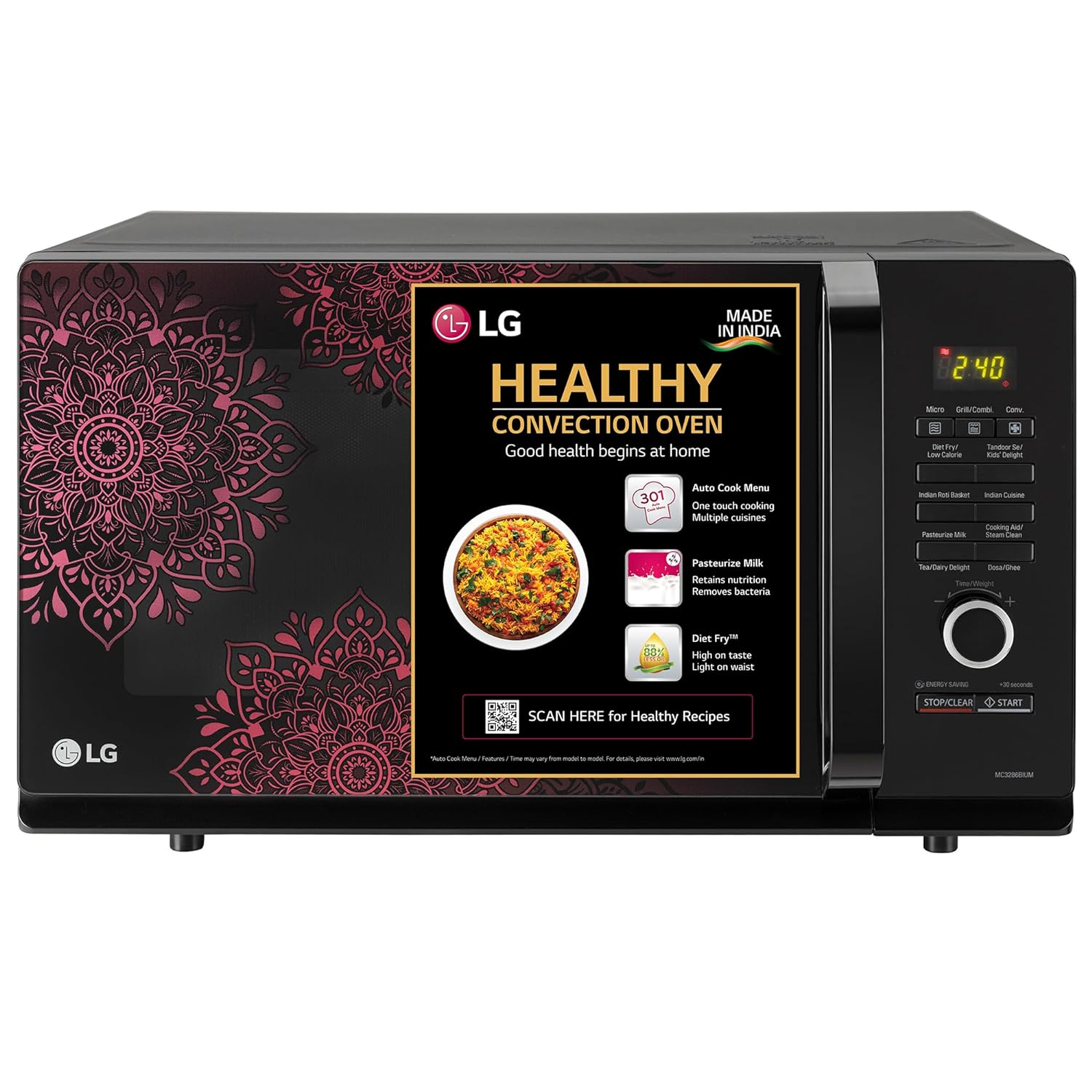 LG 32 L Convection Microwave Oven (MC3286BIUM, Black, Diet Fry, 360° Motorised Rotisserie) - Mahajan Electronics Online