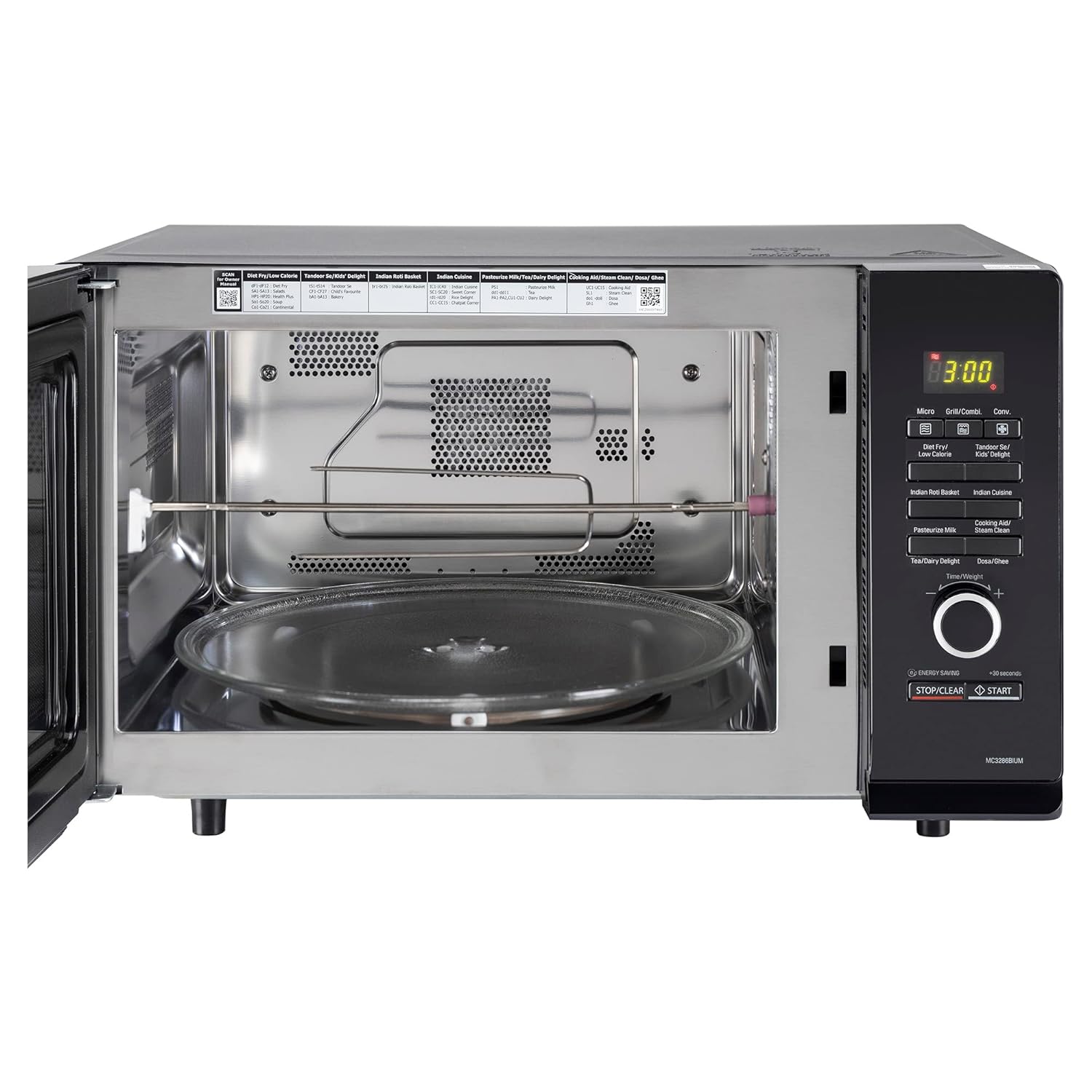 LG 32 L Convection Microwave Oven (MC3286BIUM, Black, Diet Fry, 360° Motorised Rotisserie) - Mahajan Electronics Online