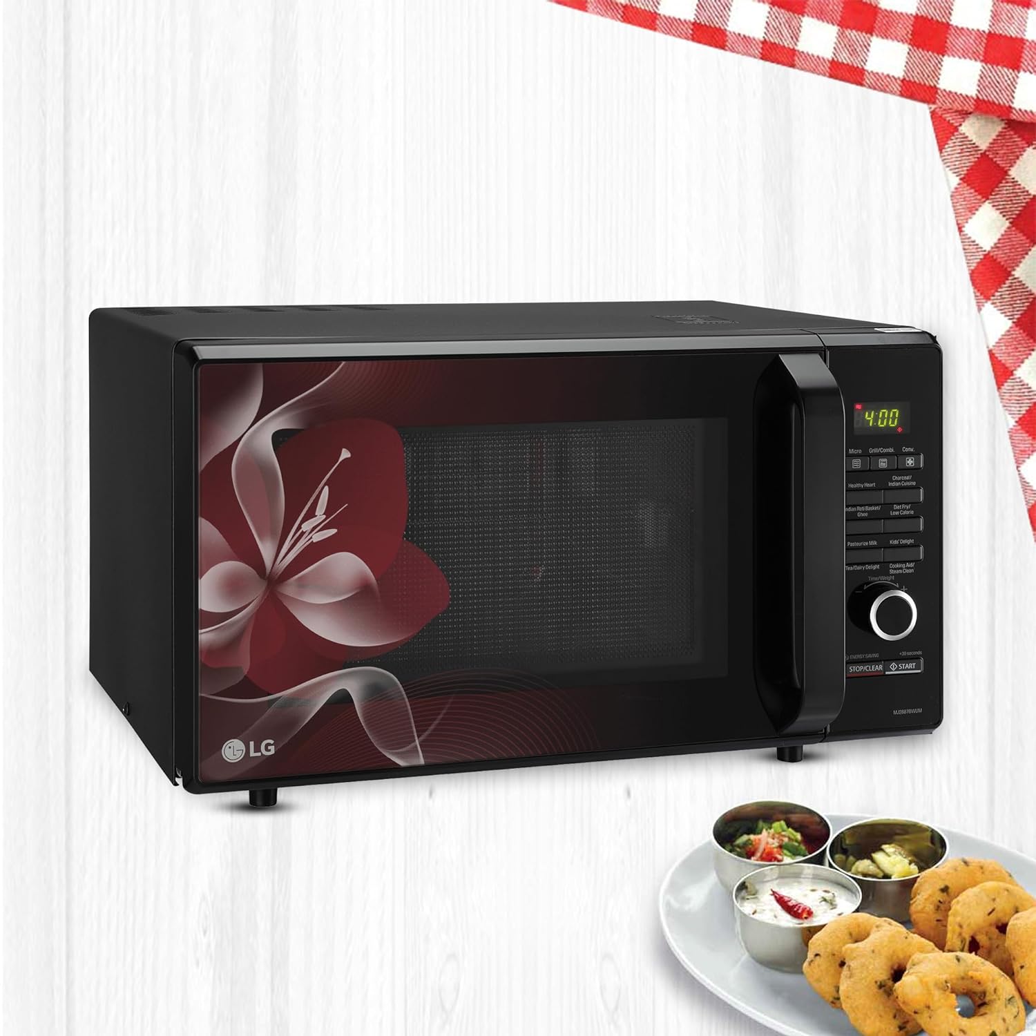 LG 28 L Charcoal Convection Healthy Microwave Oven (MJ2887BWUM, Black, 360° Motorised Rotisserie) - Mahajan Electronics Online