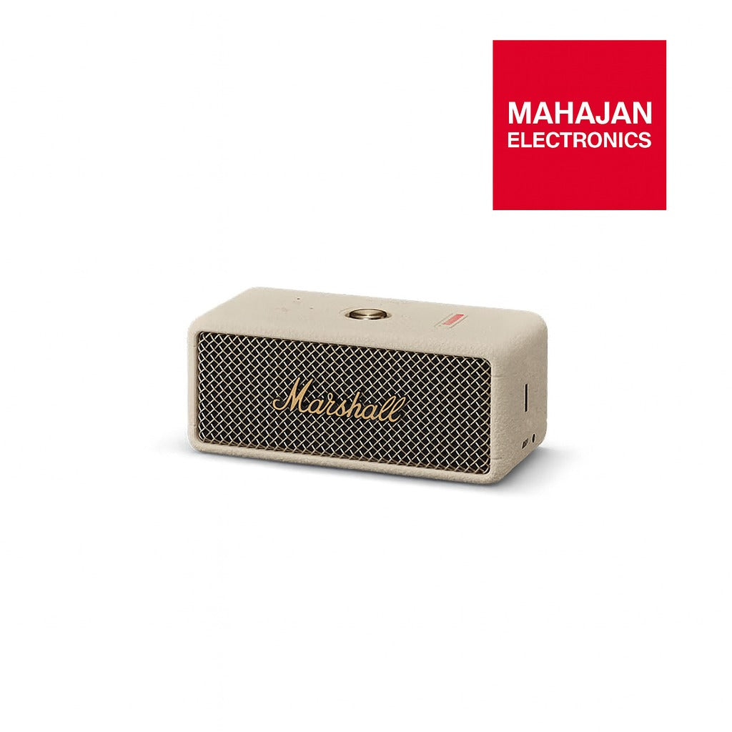 Marshall Emberton III Portable Bluetooth Speaker (Cream) – 32+ Hours Playtime, IP67 Waterproof, True Stereophonic Sound, Built-in Mic
