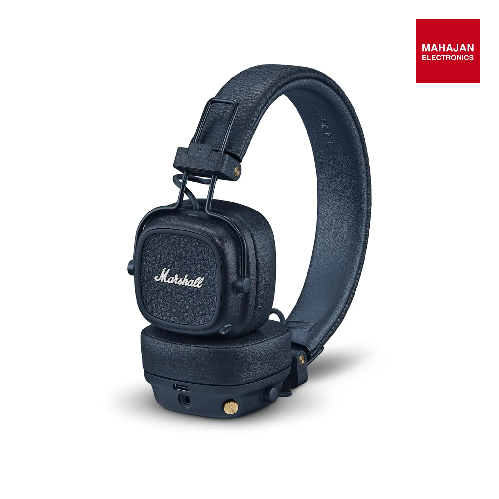 Marshall Major V Wireless On-Ear Headphones (Blue) | 100 + Hours Playtime | Wireless Charging | Bluetooth LE Audio-Online Mahajan Electronics