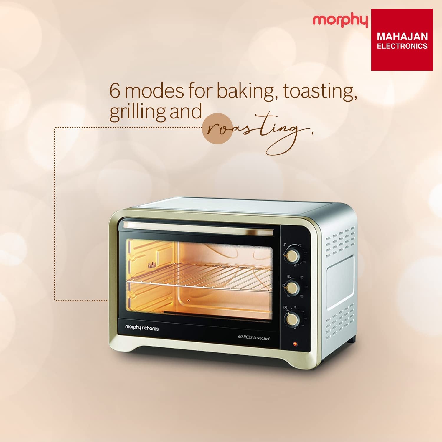 Morphy Richards 60RCSS Luxe 60L OTG with Convection, Rotisserie & Stainless Steel Finish – Premium Baking, Grilling & Roasting | -Online Mahajan Electronics