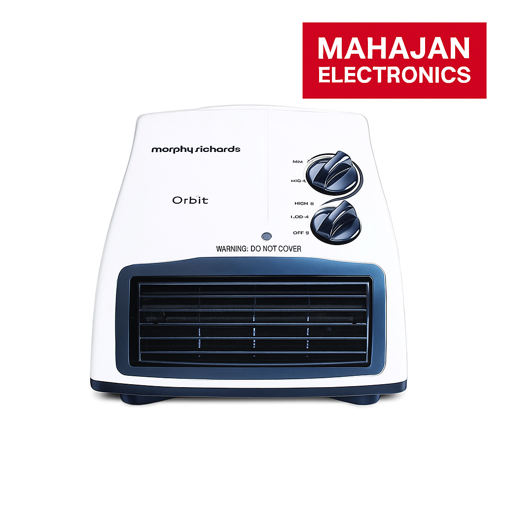 Morphy Richards Orbit air cooler with Mahajan Electronics logo on a white background
