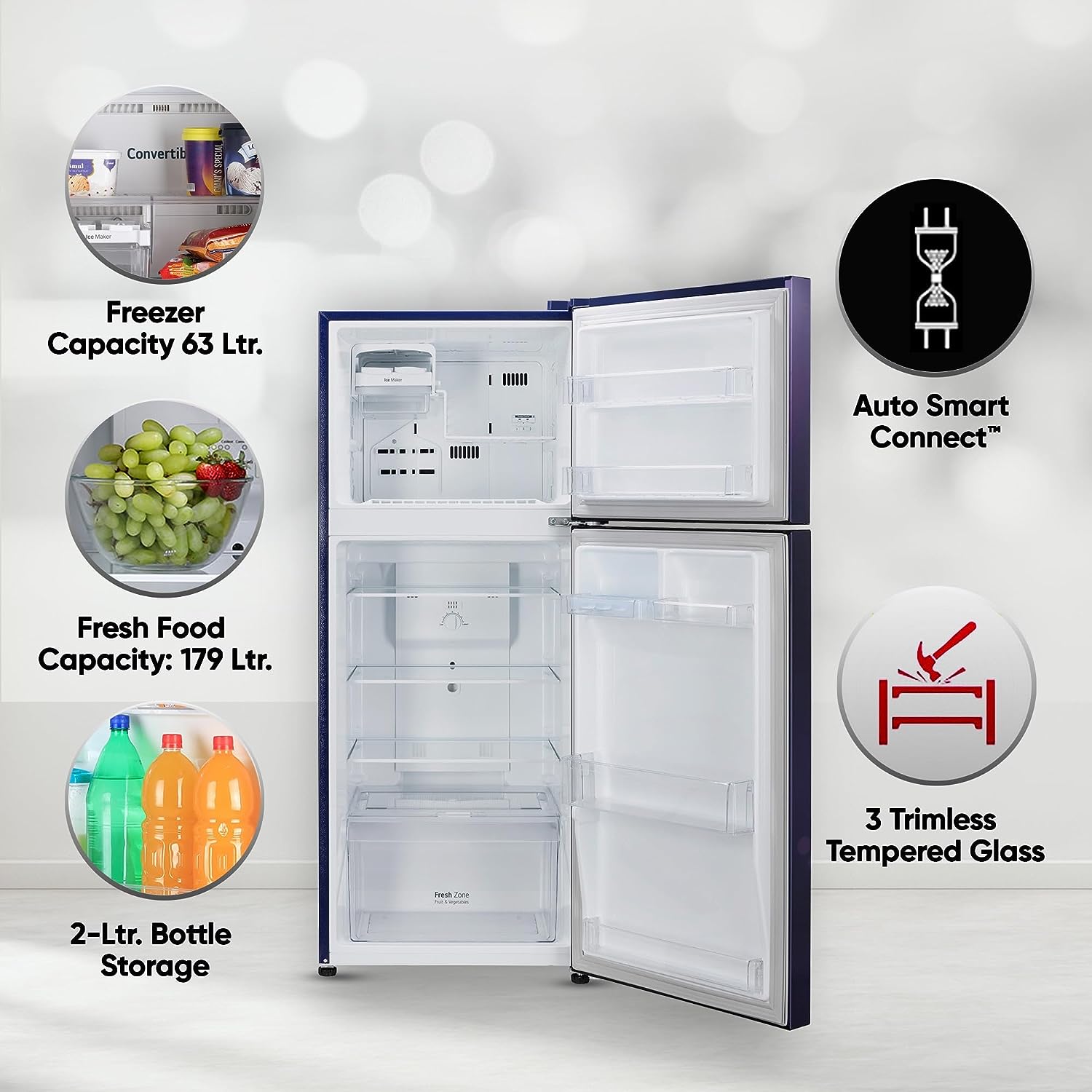 LG 242 L 2 Star Smart Inverter Frost-Free Double Door Refrigerator (2023 Model, GL-N292BBEY, Blue Euphoria, Smart Connect) - Mahajan Electronics Online