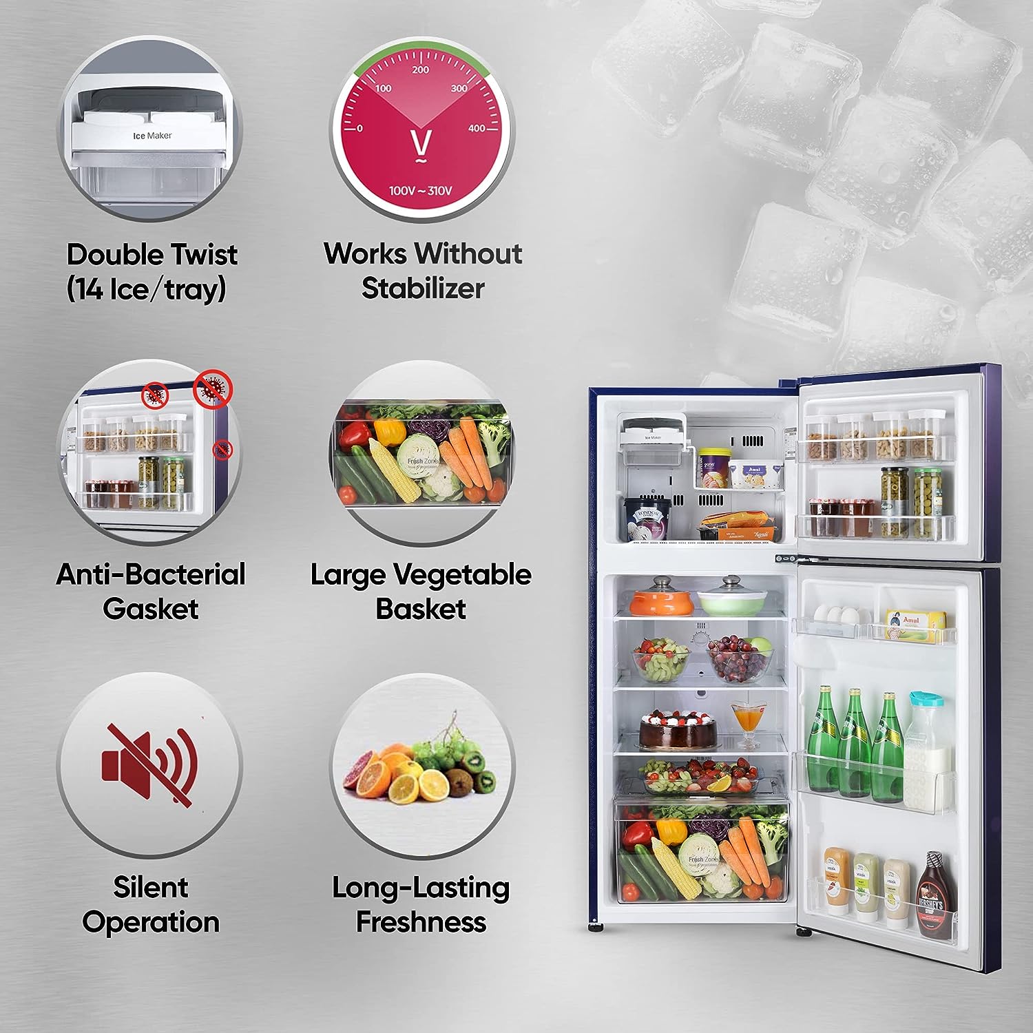 LG 242 L 2 Star Smart Inverter Frost-Free Double Door Refrigerator (2023 Model, GL-N292BBEY, Blue Euphoria, Smart Connect) - Mahajan Electronics Online